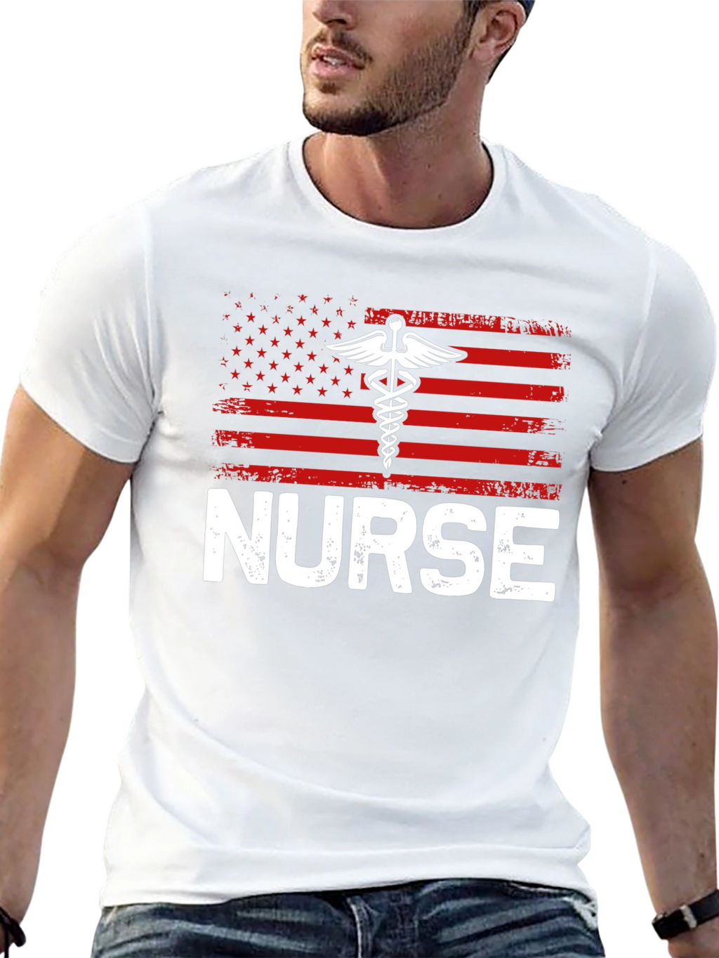 Nurse American Flag Graphic T-Shirt - Patriotic Medical Apparel