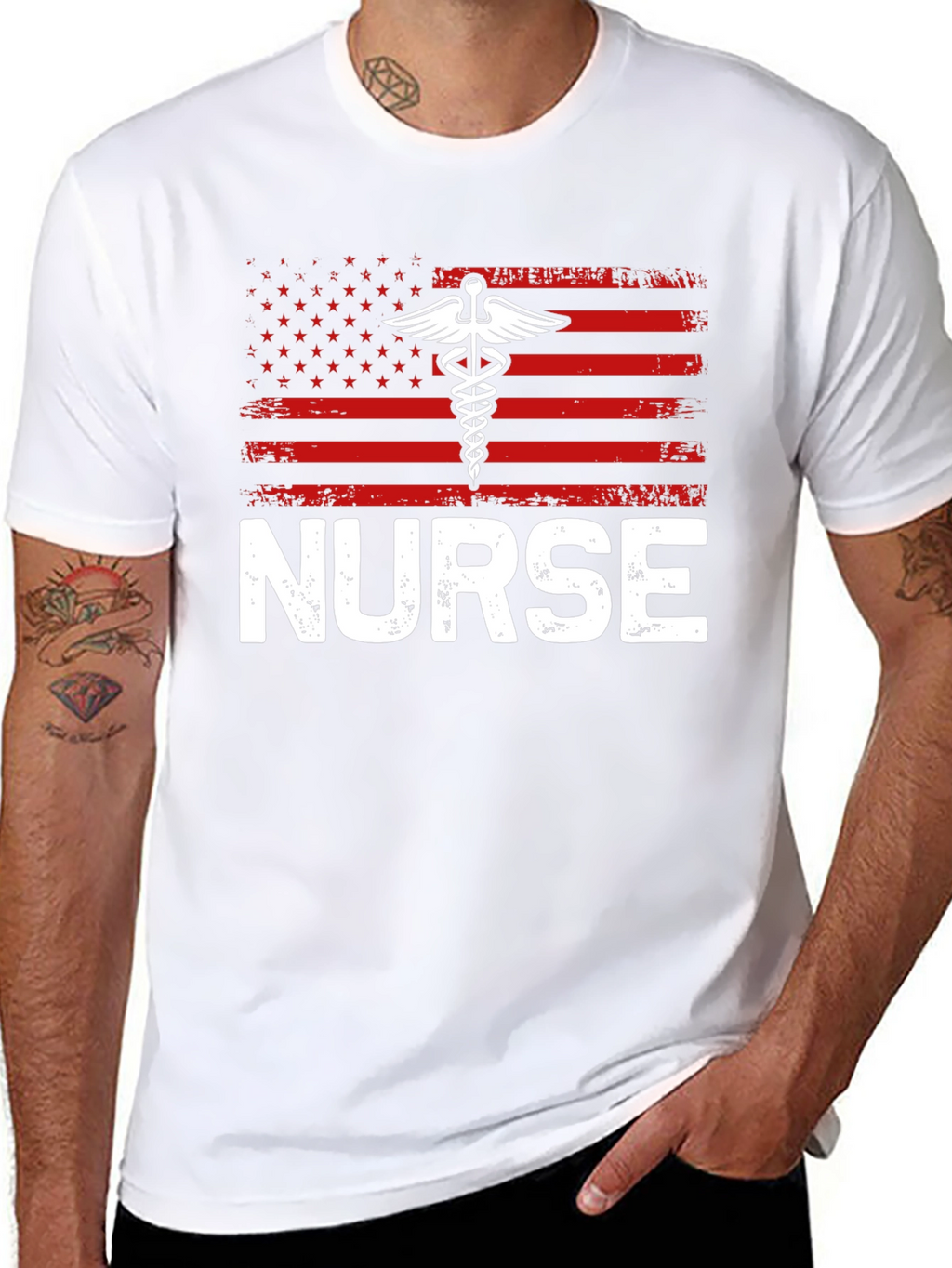 Nurse American Flag Graphic T-Shirt - Patriotic Medical Apparel