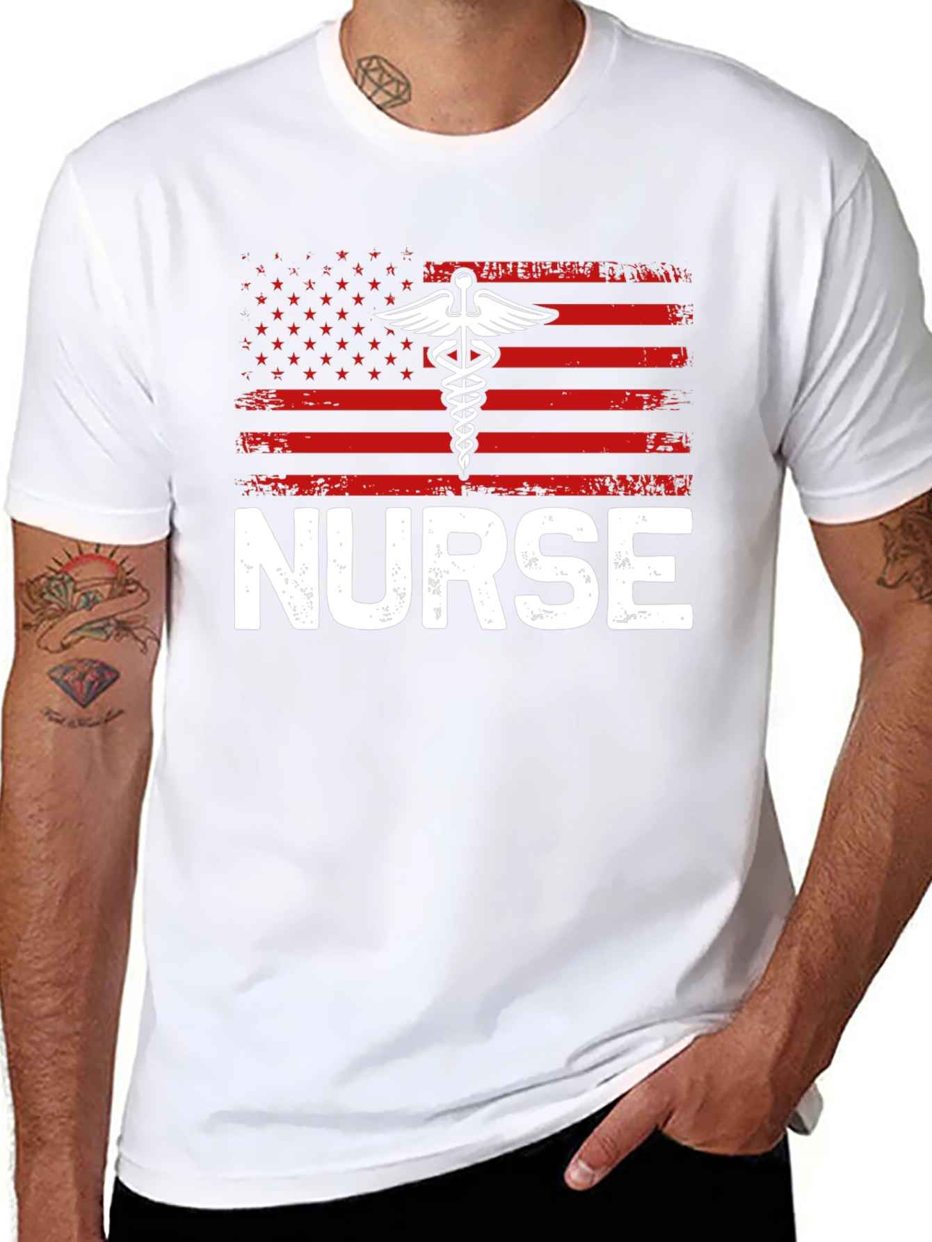 Nurse American Flag Graphic T-Shirt - Patriotic Medical Apparel