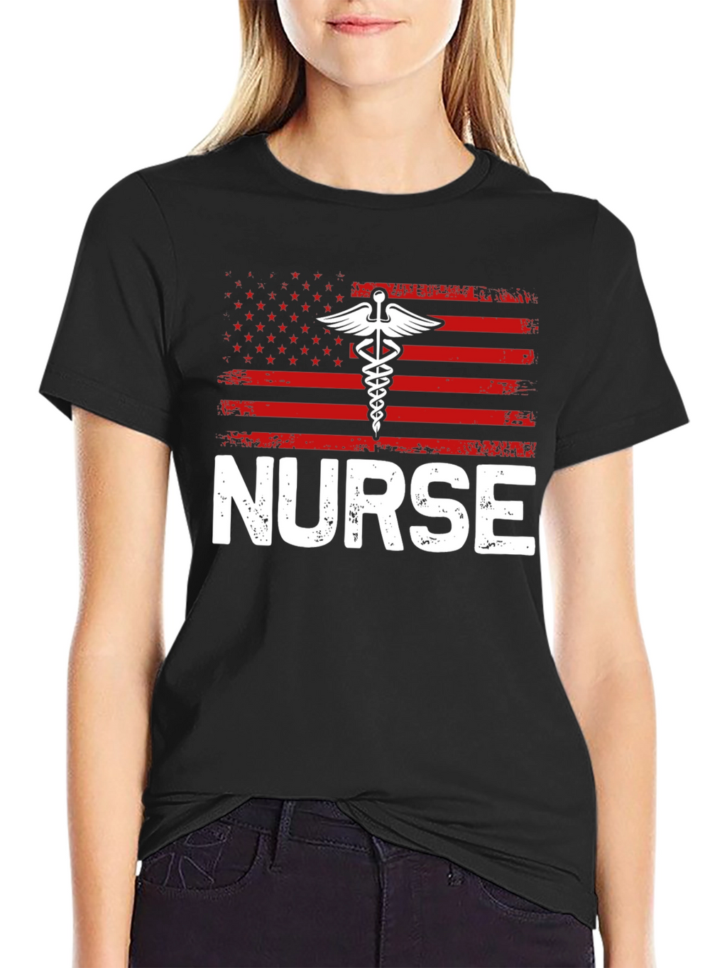 Nurse American Flag Graphic T-Shirt - Patriotic Medical Apparel