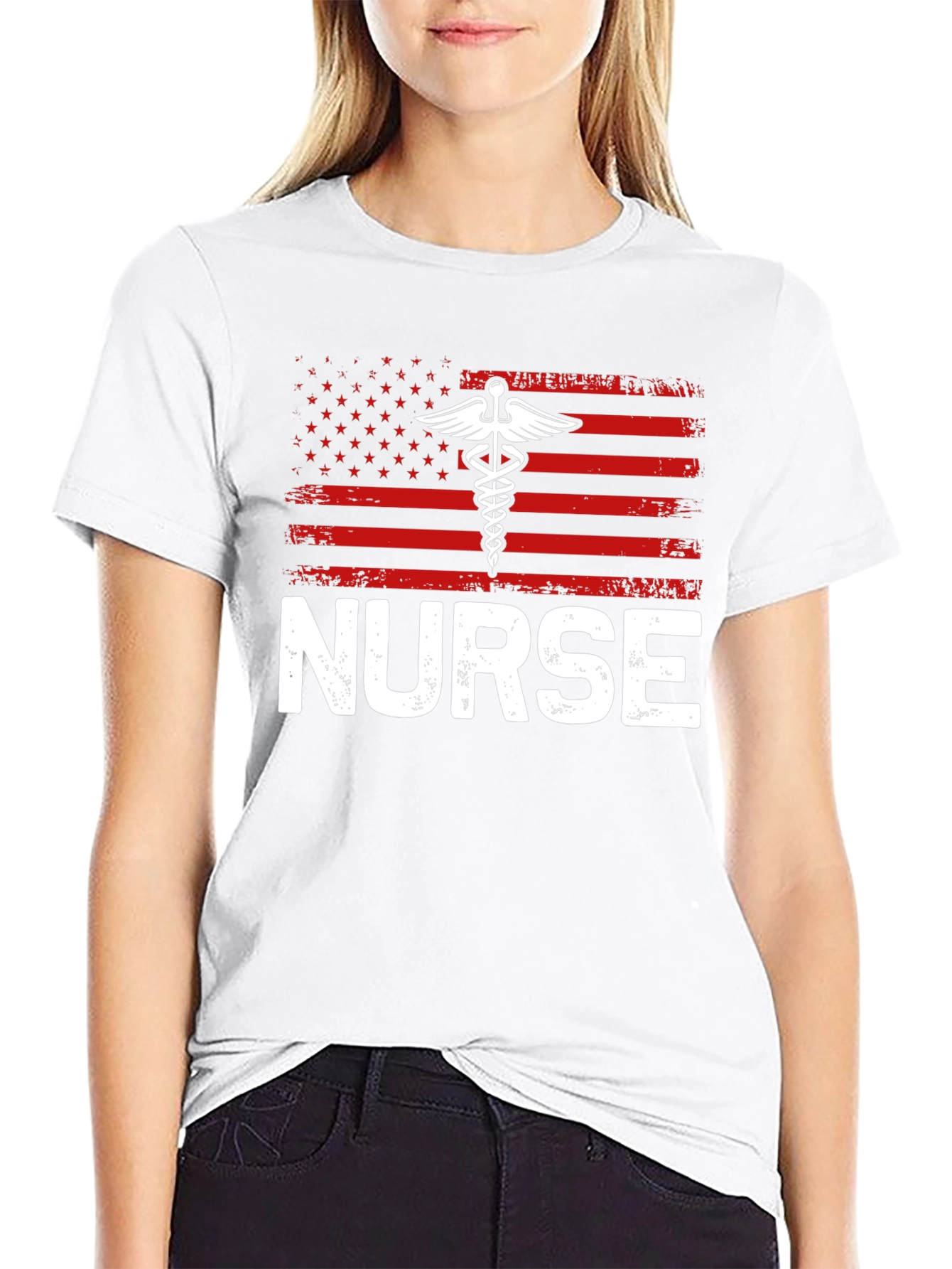 Nurse American Flag Graphic T-Shirt - Patriotic Medical Apparel