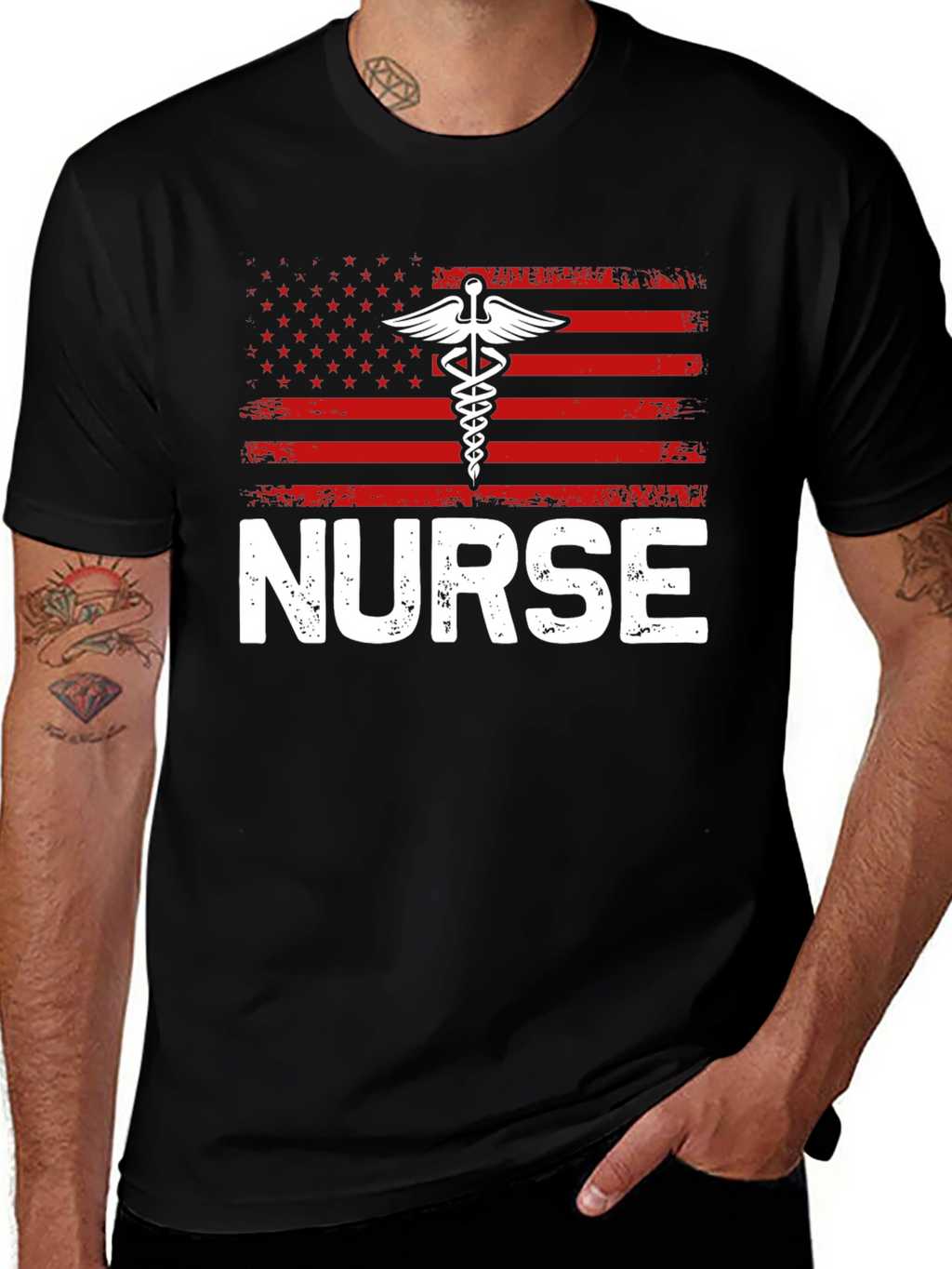Nurse American Flag Graphic T-Shirt - Patriotic Medical Apparel