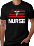 Nurse American Flag Graphic T-Shirt - Patriotic Medical Apparel