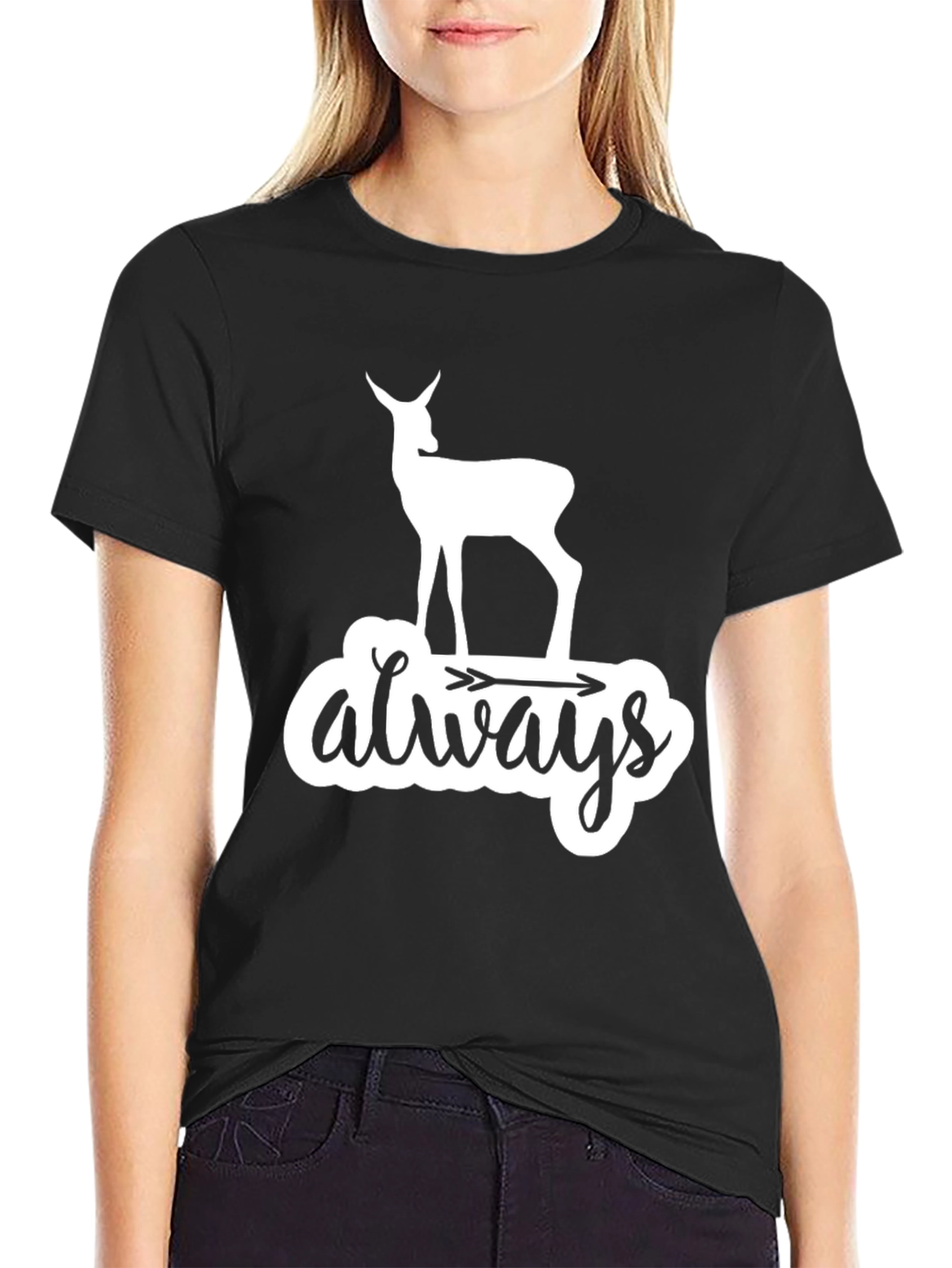 Deer Always Graphic Tee - Black