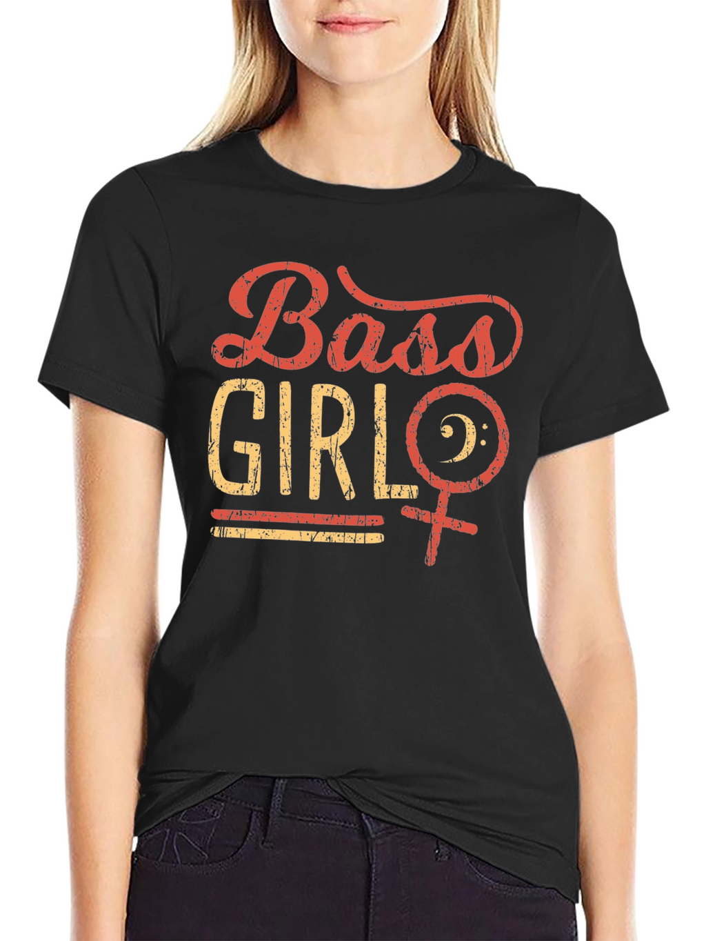 Bass Girl Black T-Shirt - Music Lover Tee