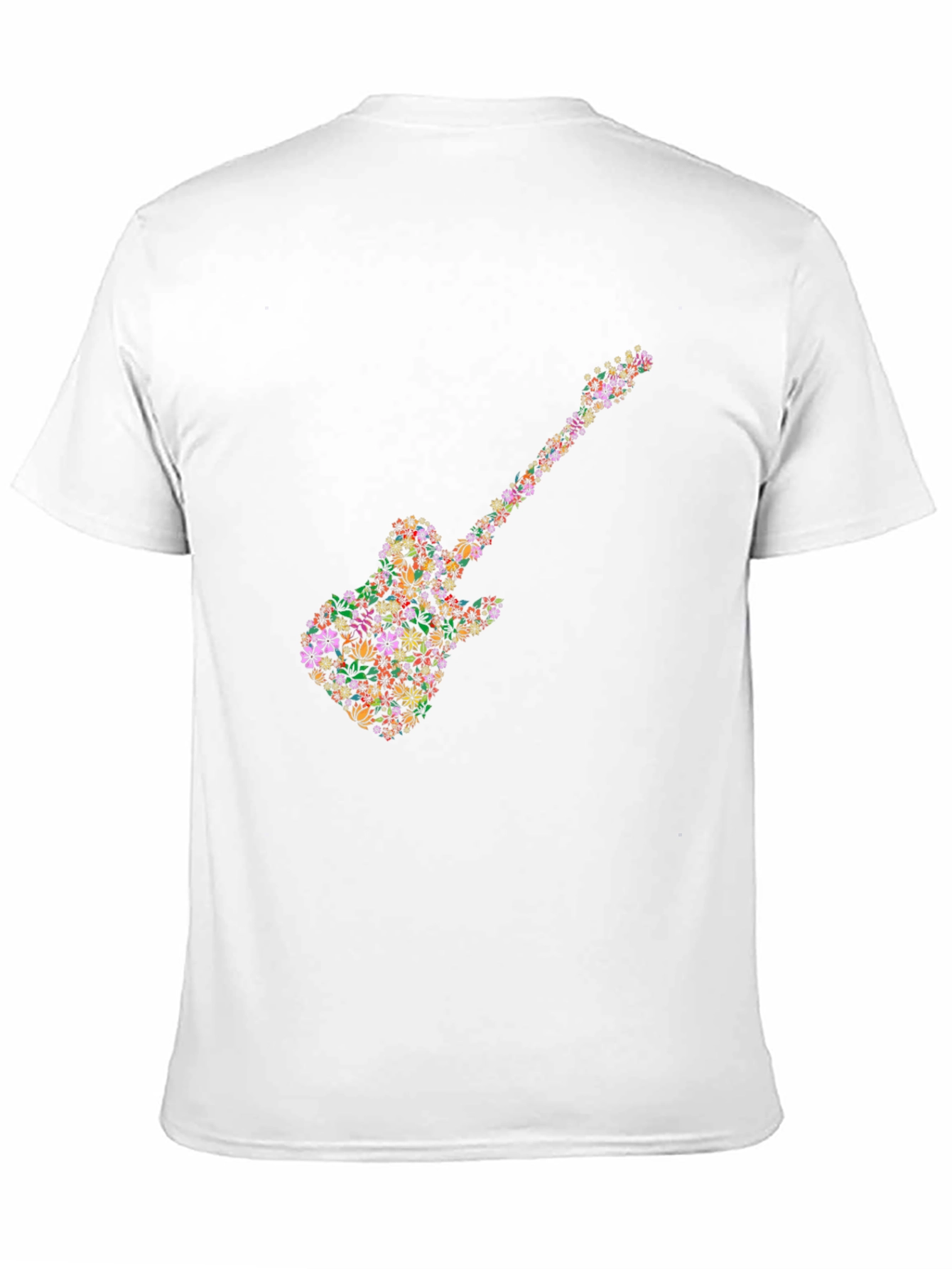 Floral Guitar Graphic Tee - Black Cotton T-Shirt