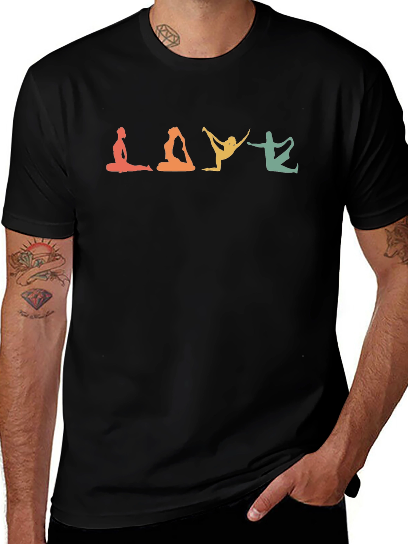 Yoga Poses Tee -  Relaxed Fit Black T-Shirt
