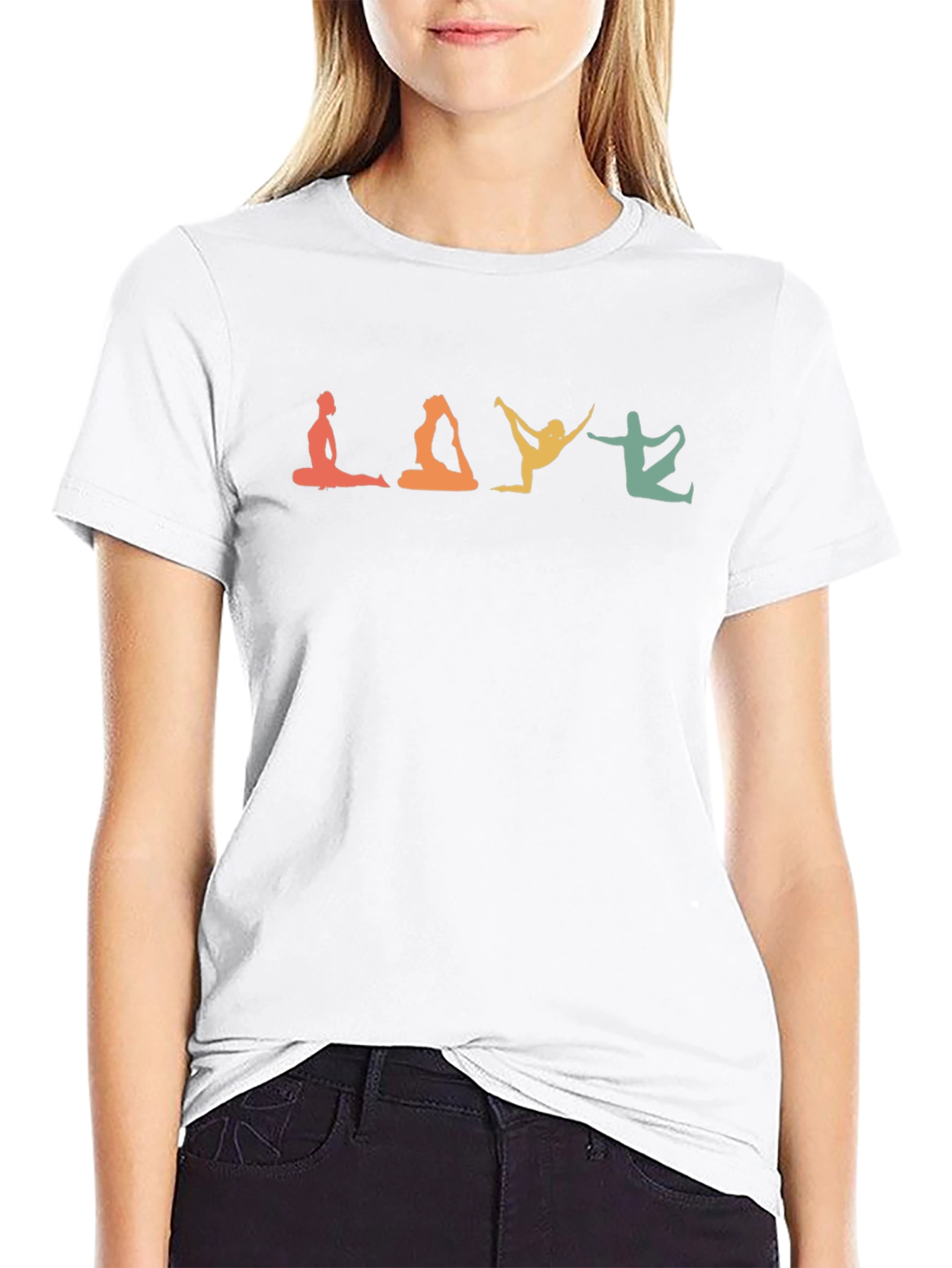 Yoga Poses Tee -  Relaxed Fit Black T-Shirt