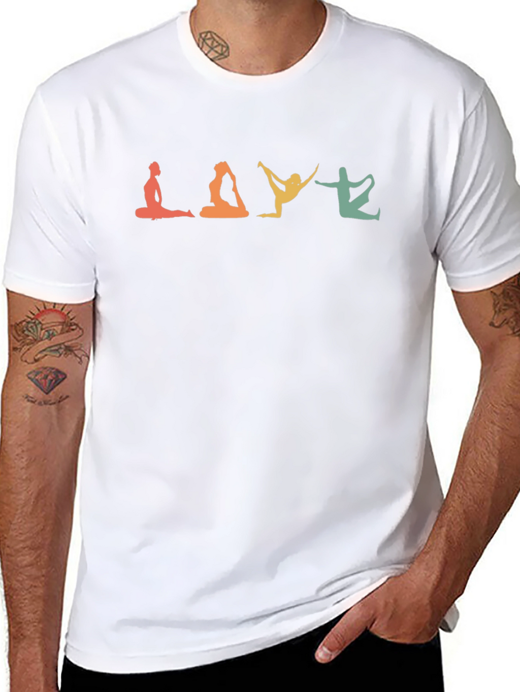 Yoga Poses Tee -  Relaxed Fit Black T-Shirt