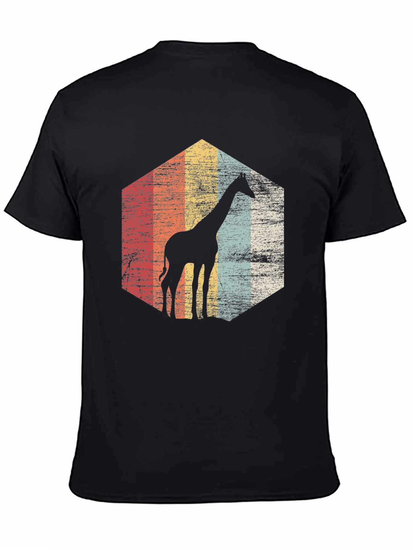 Retro Giraffe T-Shirt - Mens Black Graphic Tee