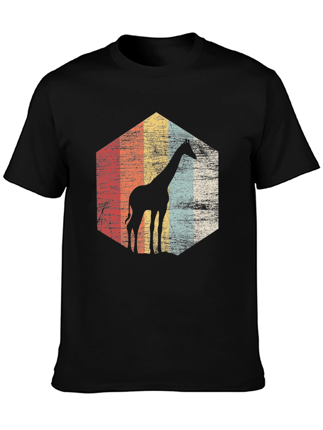 Retro Giraffe T-Shirt - Mens Black Graphic Tee