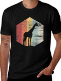 Retro Giraffe T-Shirt - Mens Black Graphic Tee