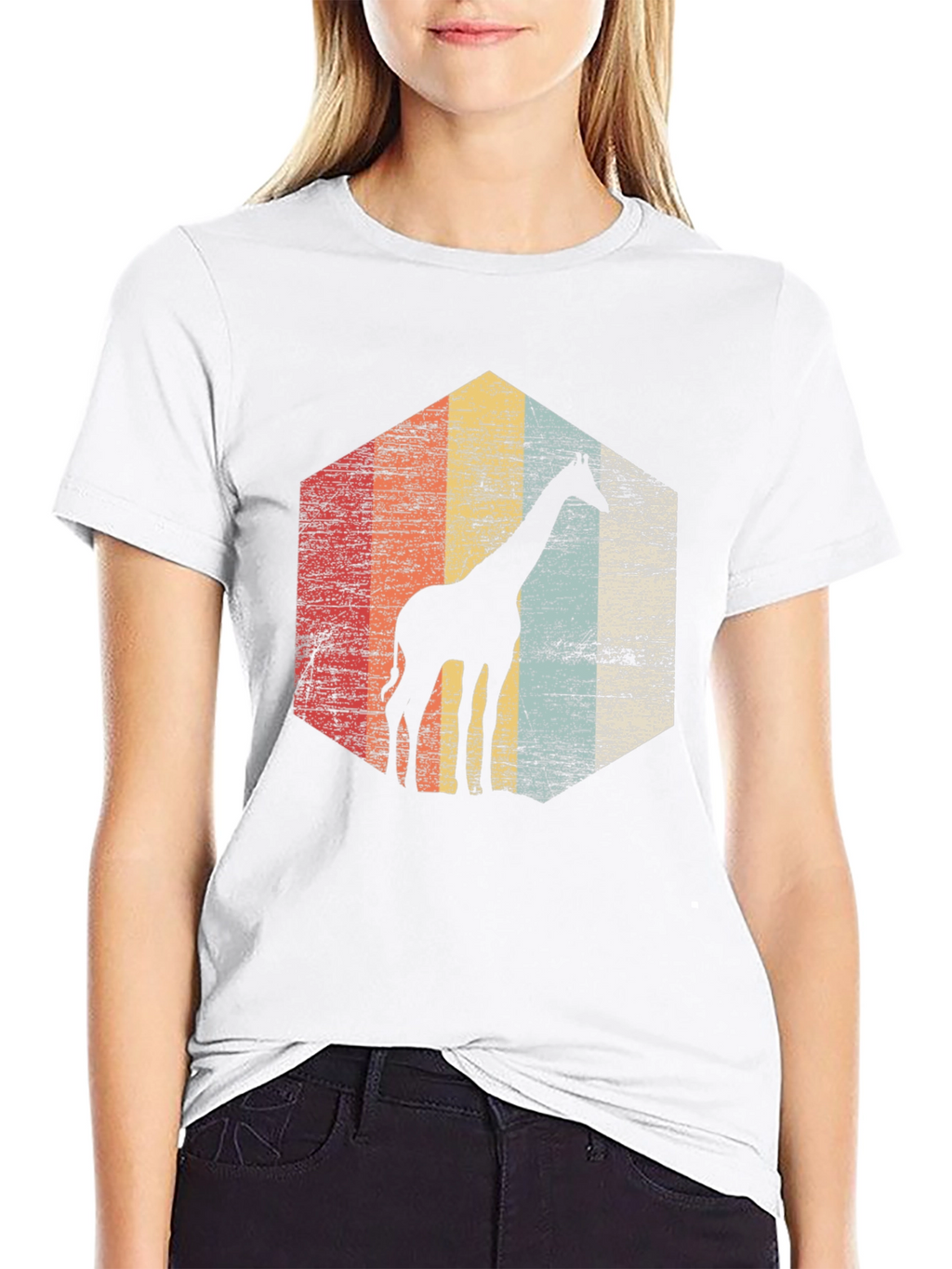 Retro Giraffe T-Shirt - Mens Black Graphic Tee