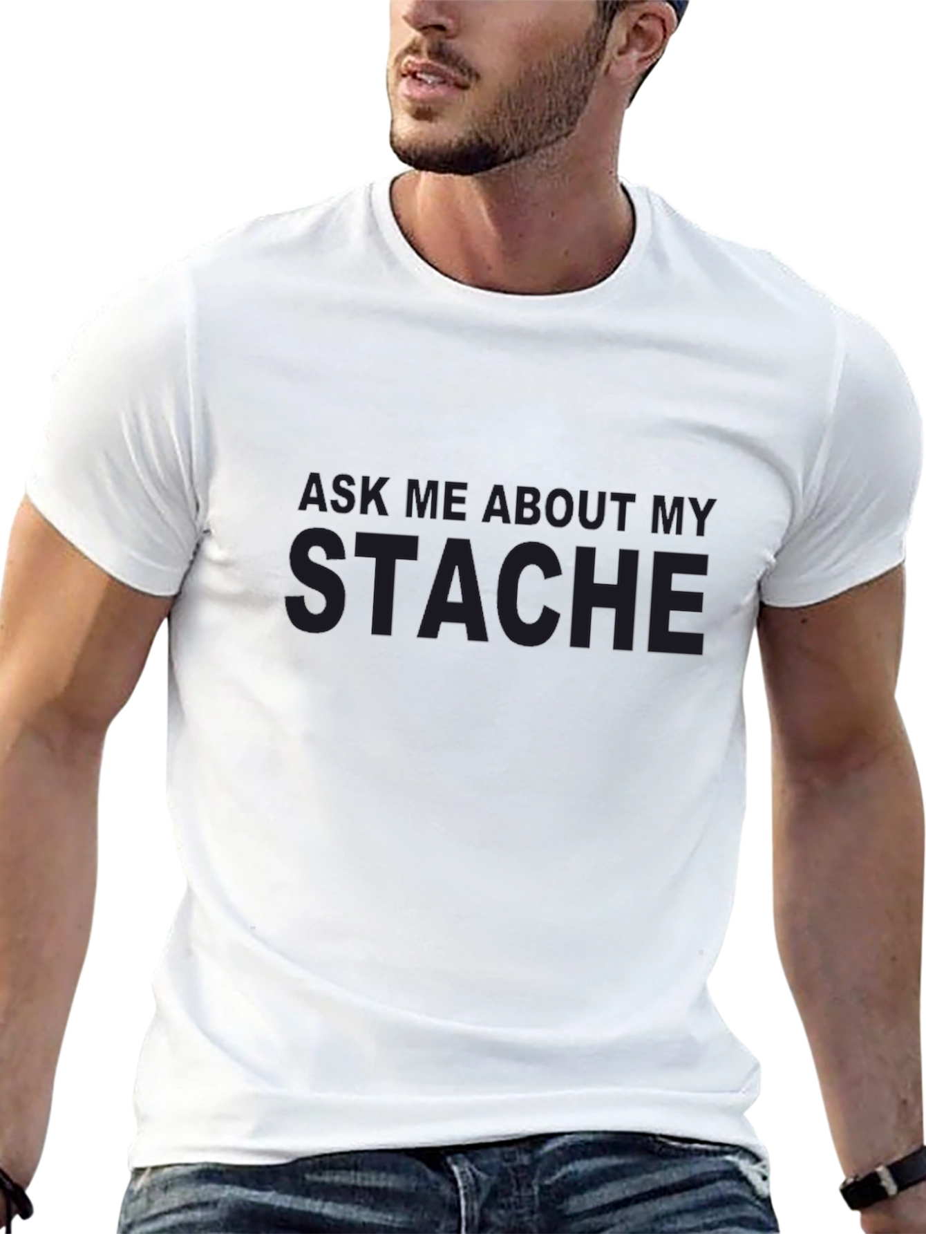 Ask Me About My Stache Graphic Tee