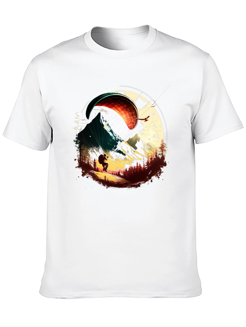 Paragliding Adventure Graphic Tee - Black Cotton T-Shirt