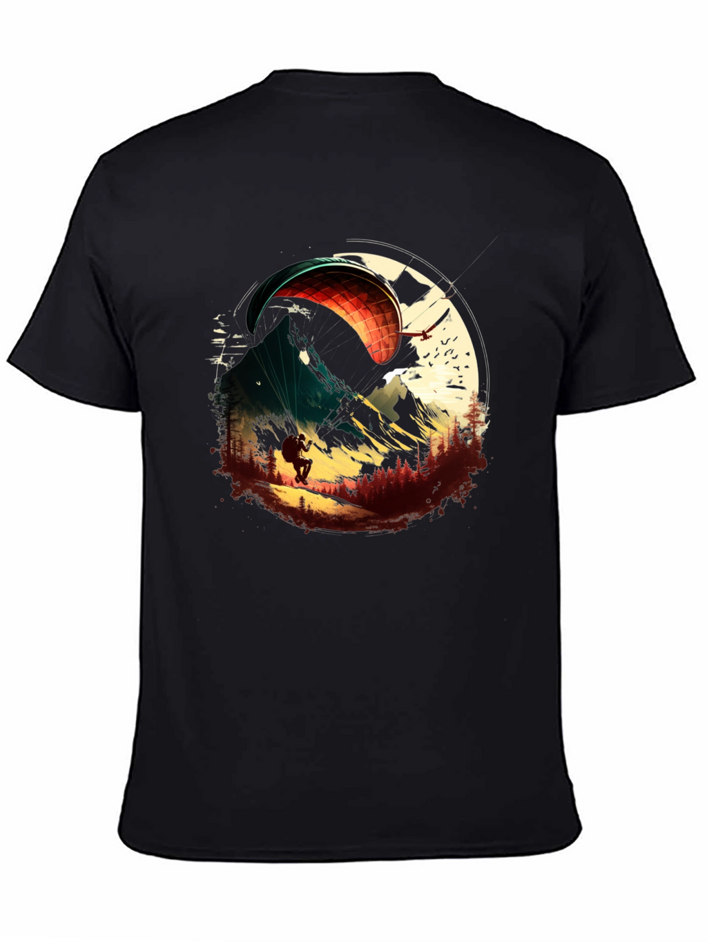 Paragliding Adventure Graphic Tee - Black Cotton T-Shirt