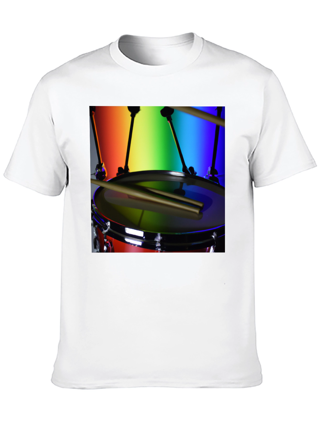 Rainbow Drummer T-Shirt - Music Lover Tee