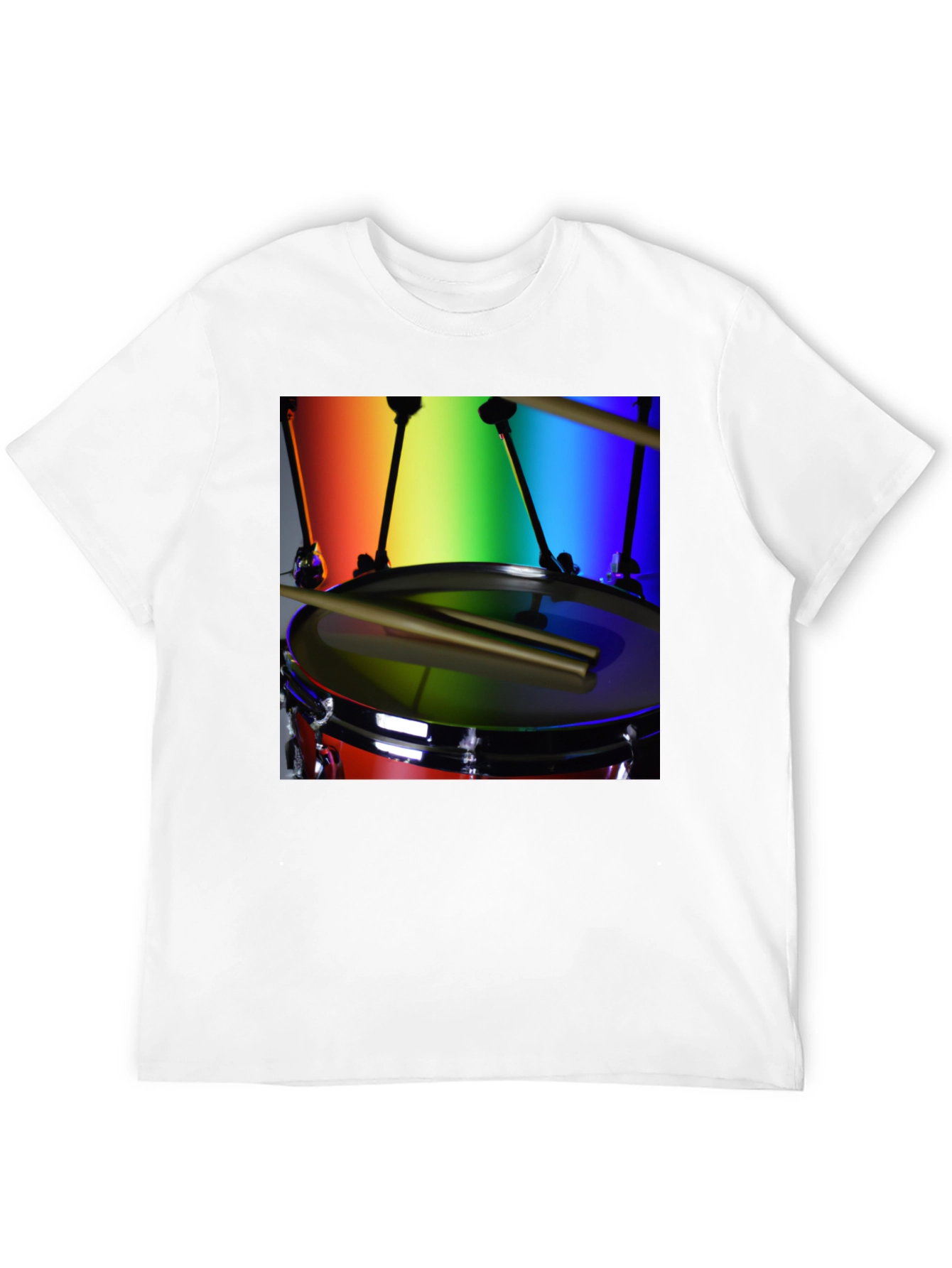Rainbow Drummer T-Shirt - Music Lover Tee