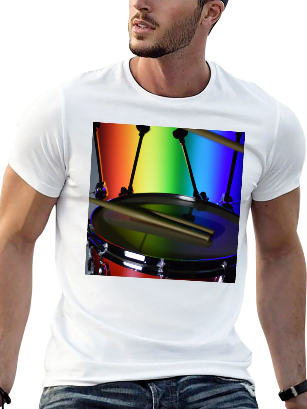 Rainbow Drummer T-Shirt - Music Lover Tee
