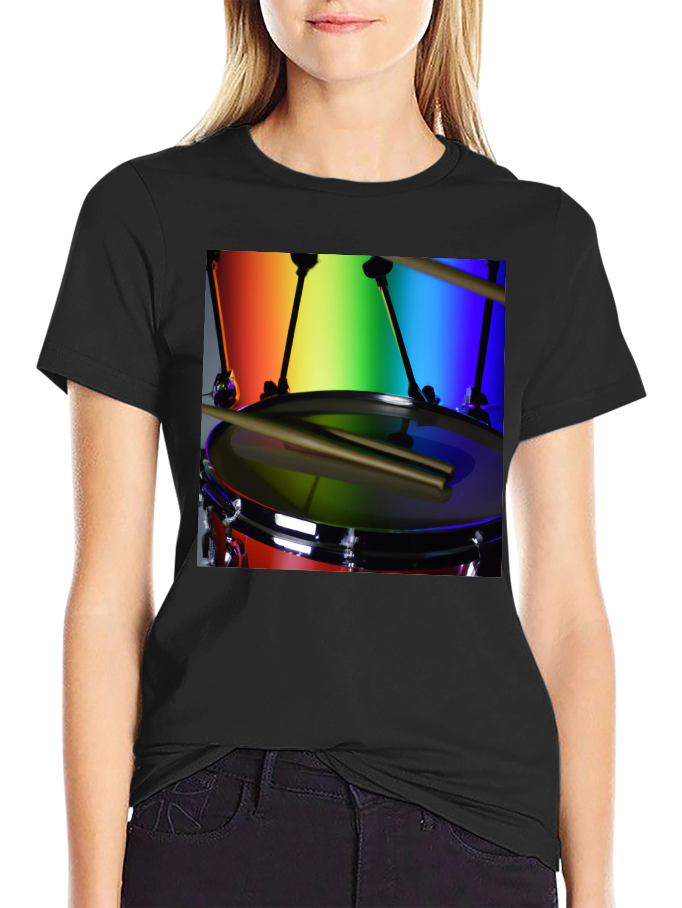 Rainbow Drummer T-Shirt - Music Lover Tee