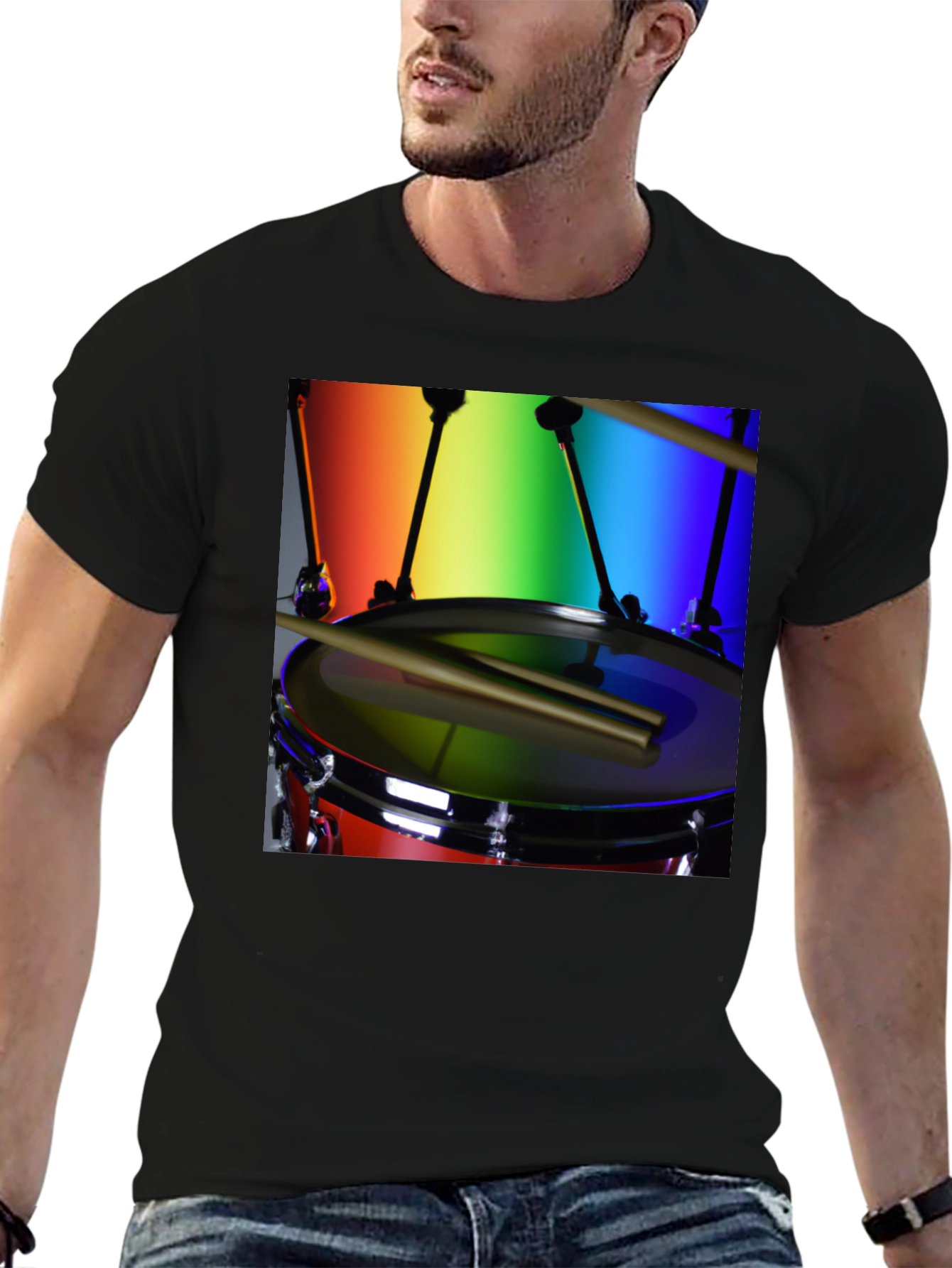 Rainbow Drummer T-Shirt - Music Lover Tee