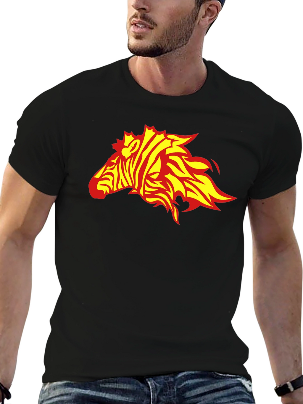 Zebra Flame Graphic Black T-Shirt