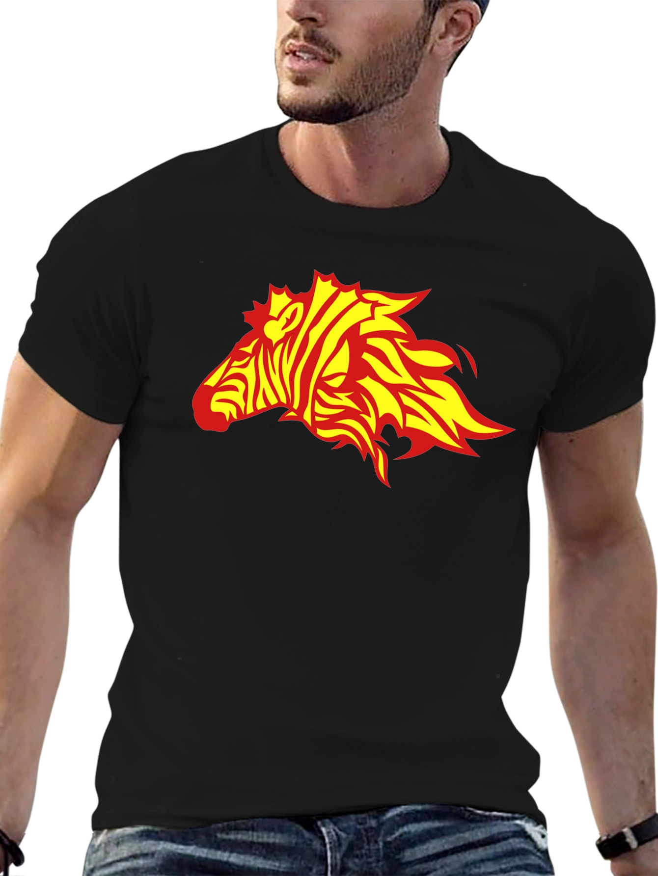 Zebra Flame Graphic Black T-Shirt