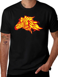Zebra Flame Graphic Black T-Shirt