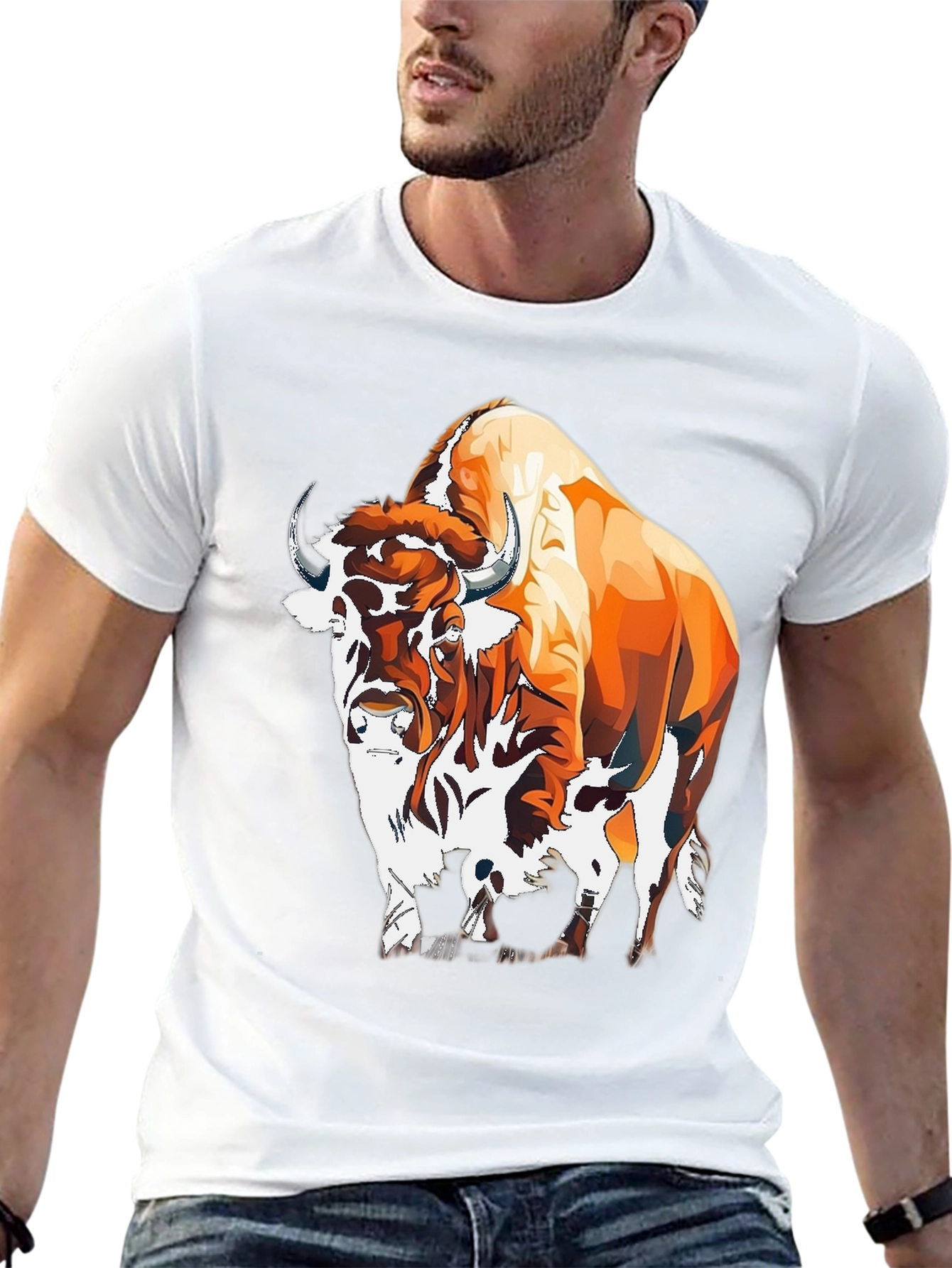 Bison Graphic Tee - Bold Animal Print