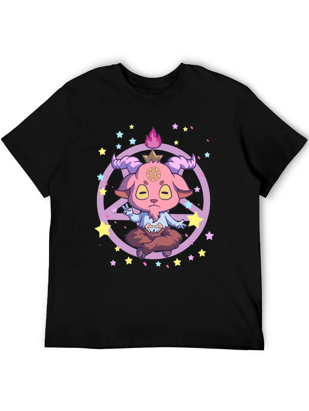 Baphomet Goat Peace Sign Graphic Tee