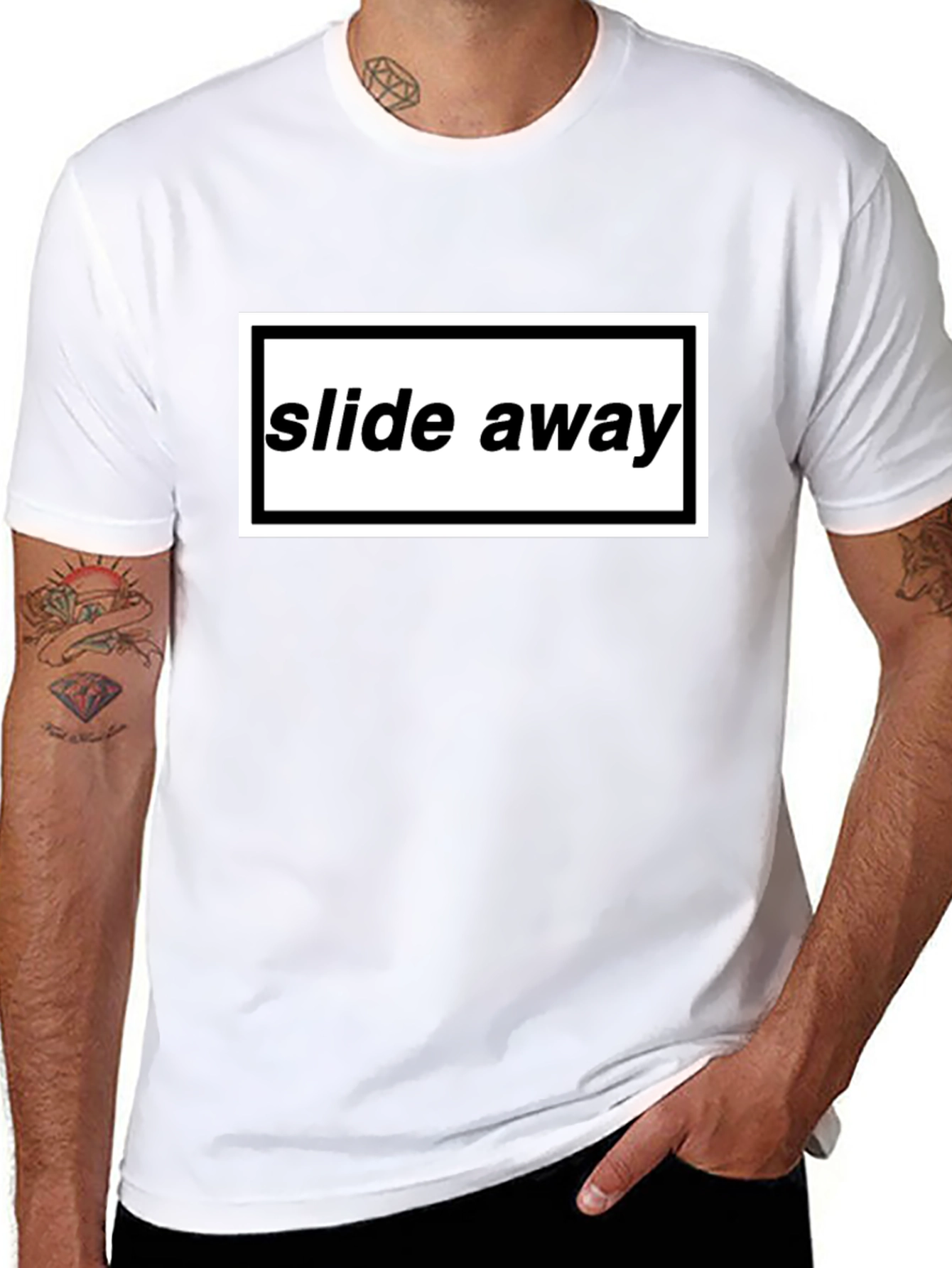 Slide Away Graphic Tee - Black Cotton T-Shirt