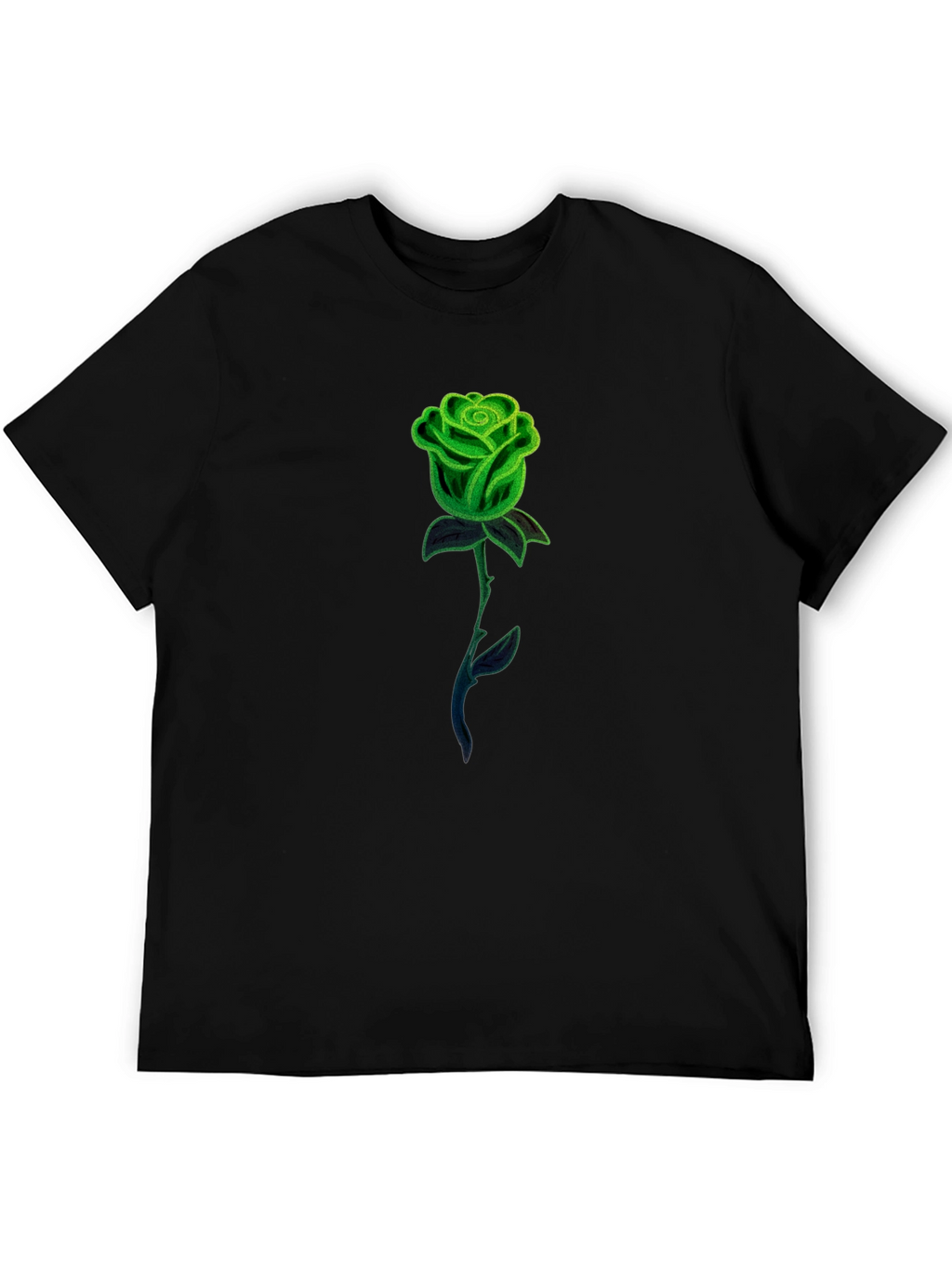 Green Rose Graphic Tee - Mens Black T-Shirt