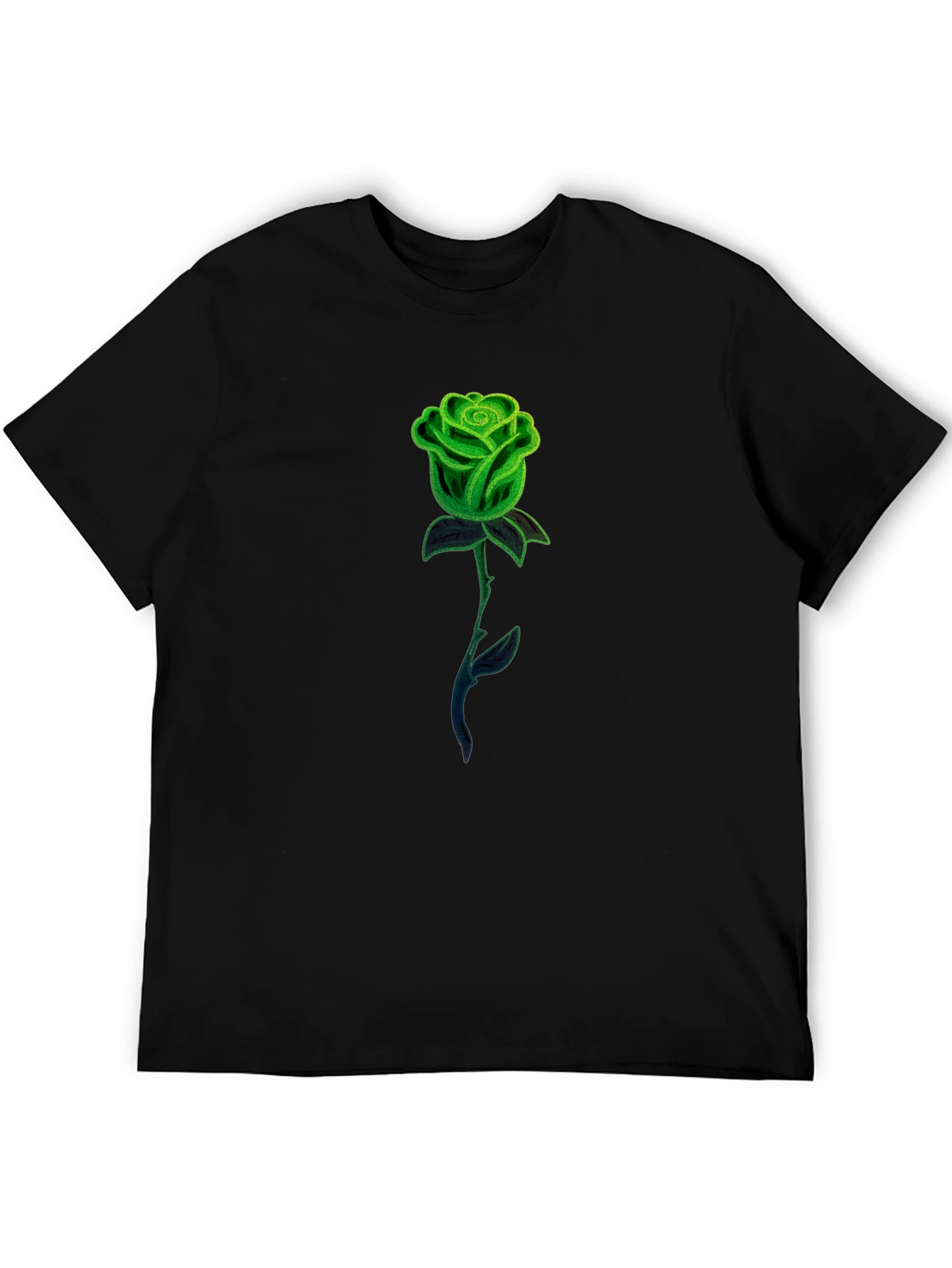 Green Rose Graphic Tee - Mens Black T-Shirt