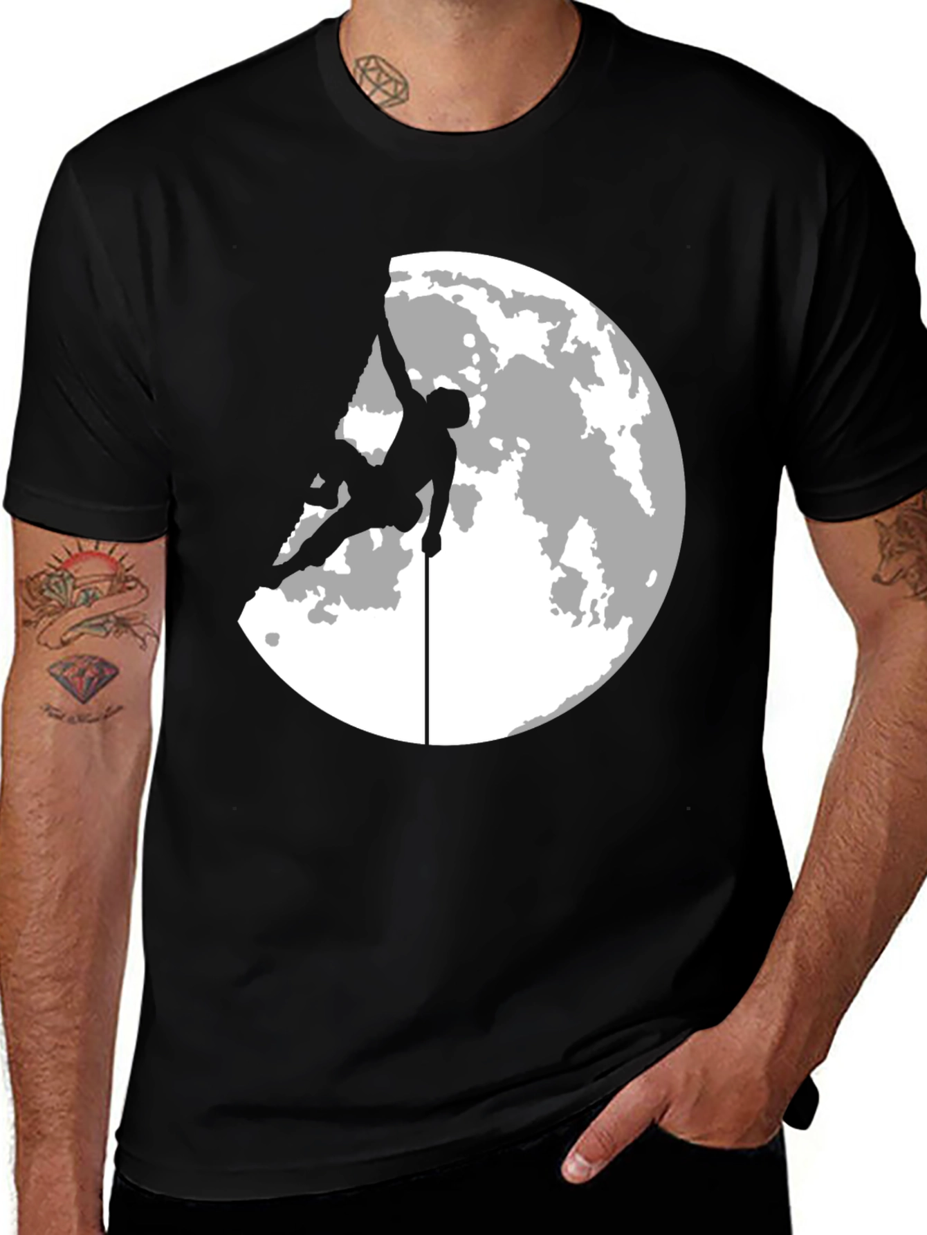 Climber Moon Silhouette Graphic T-Shirt