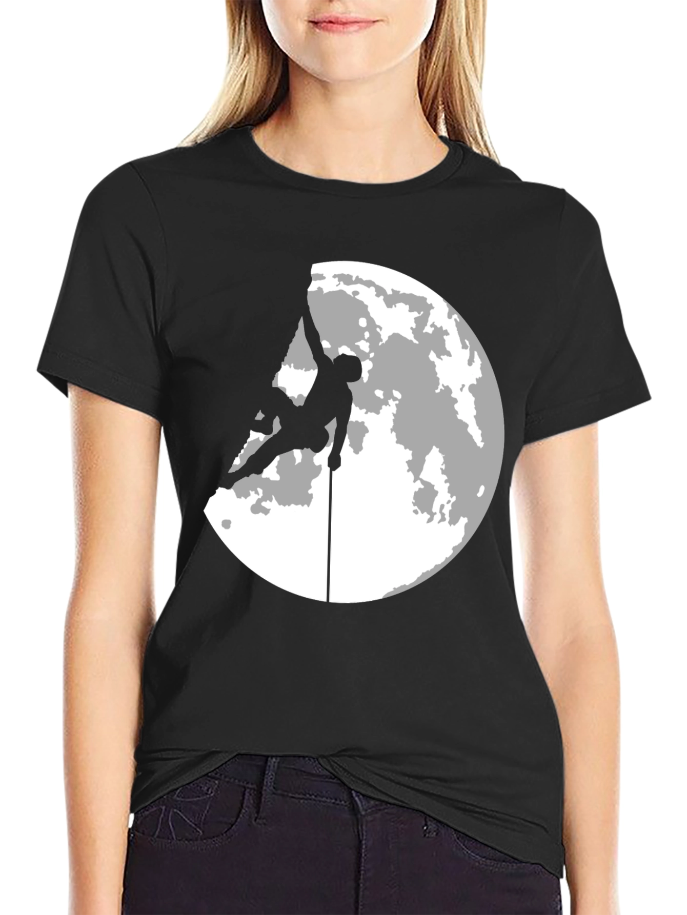 Climber Moon Silhouette Graphic T-Shirt