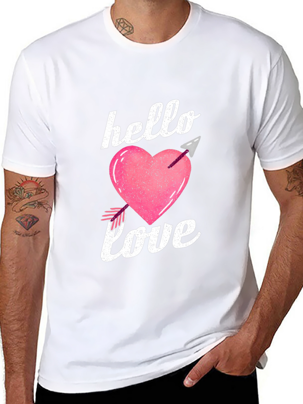 Hello Love Valentines Day Graphic T-Shirt