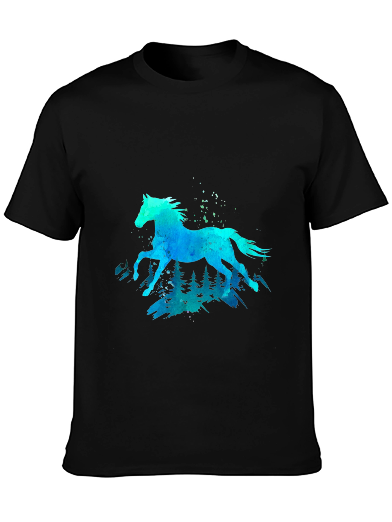 Watercolor Horse Graphic Tee - Black