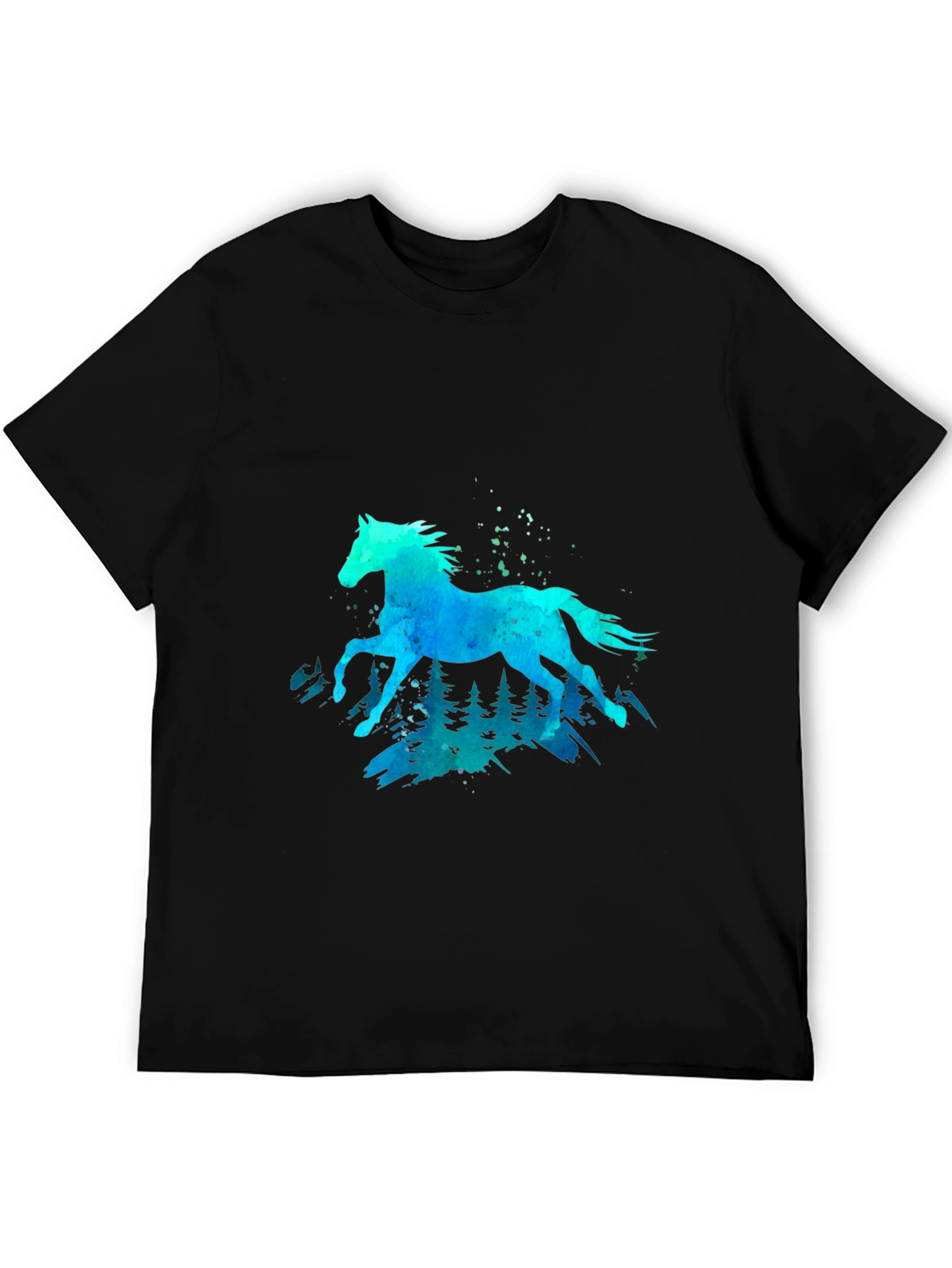 Watercolor Horse Graphic Tee - Black