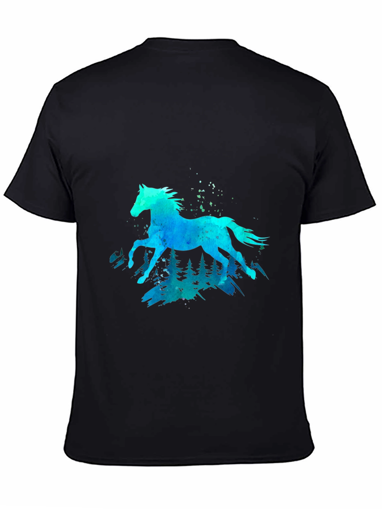 Watercolor Horse Graphic Tee - Black