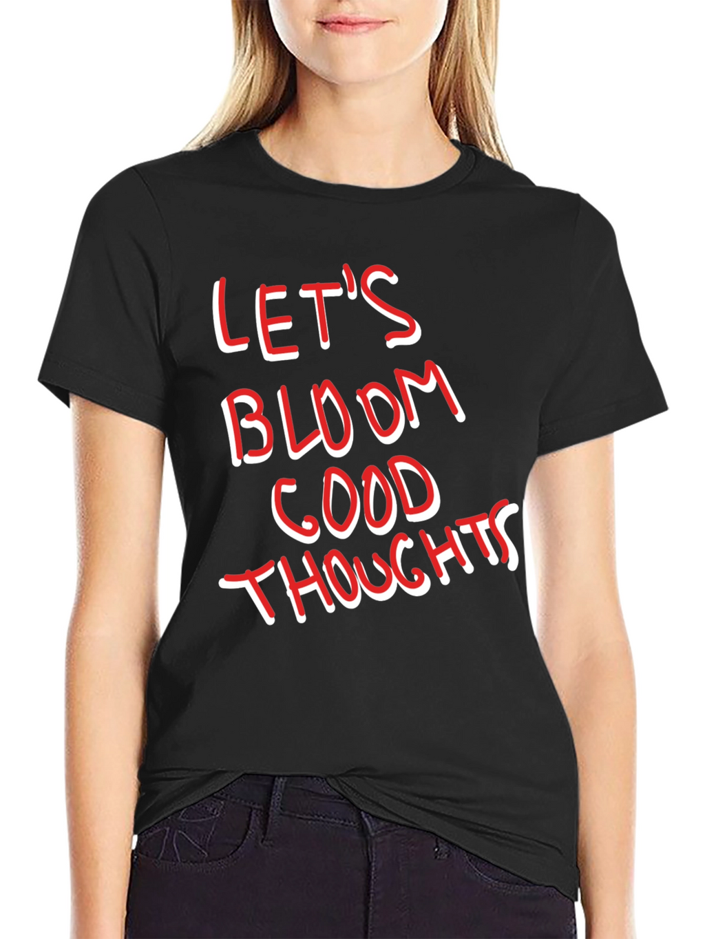 Lets Bloom Good Thoughts Graphic Tee - Black