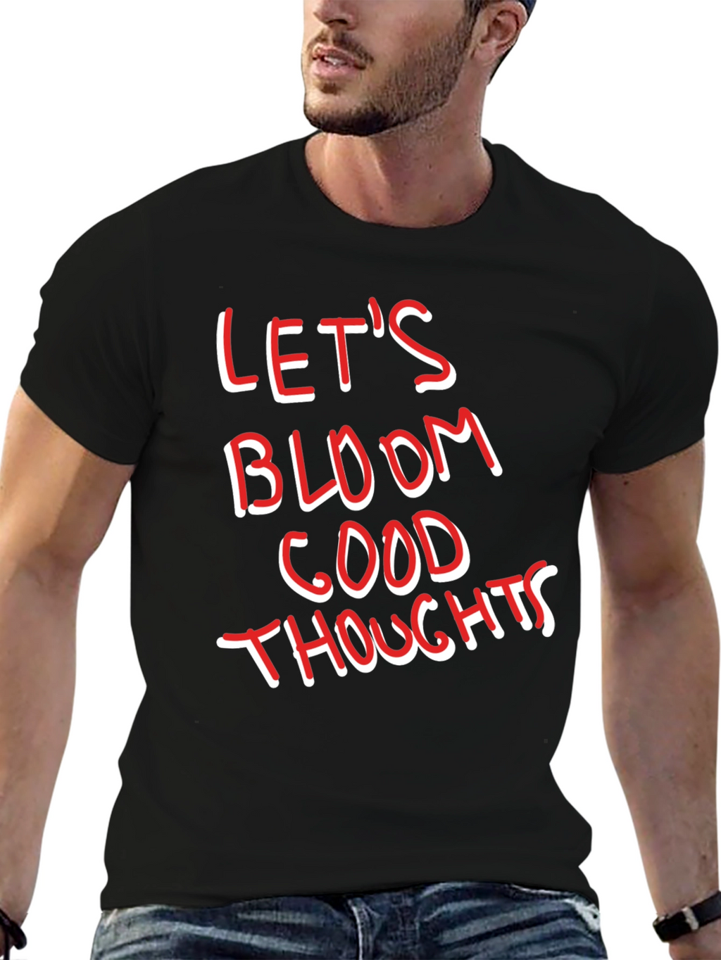 Lets Bloom Good Thoughts Graphic Tee - Black