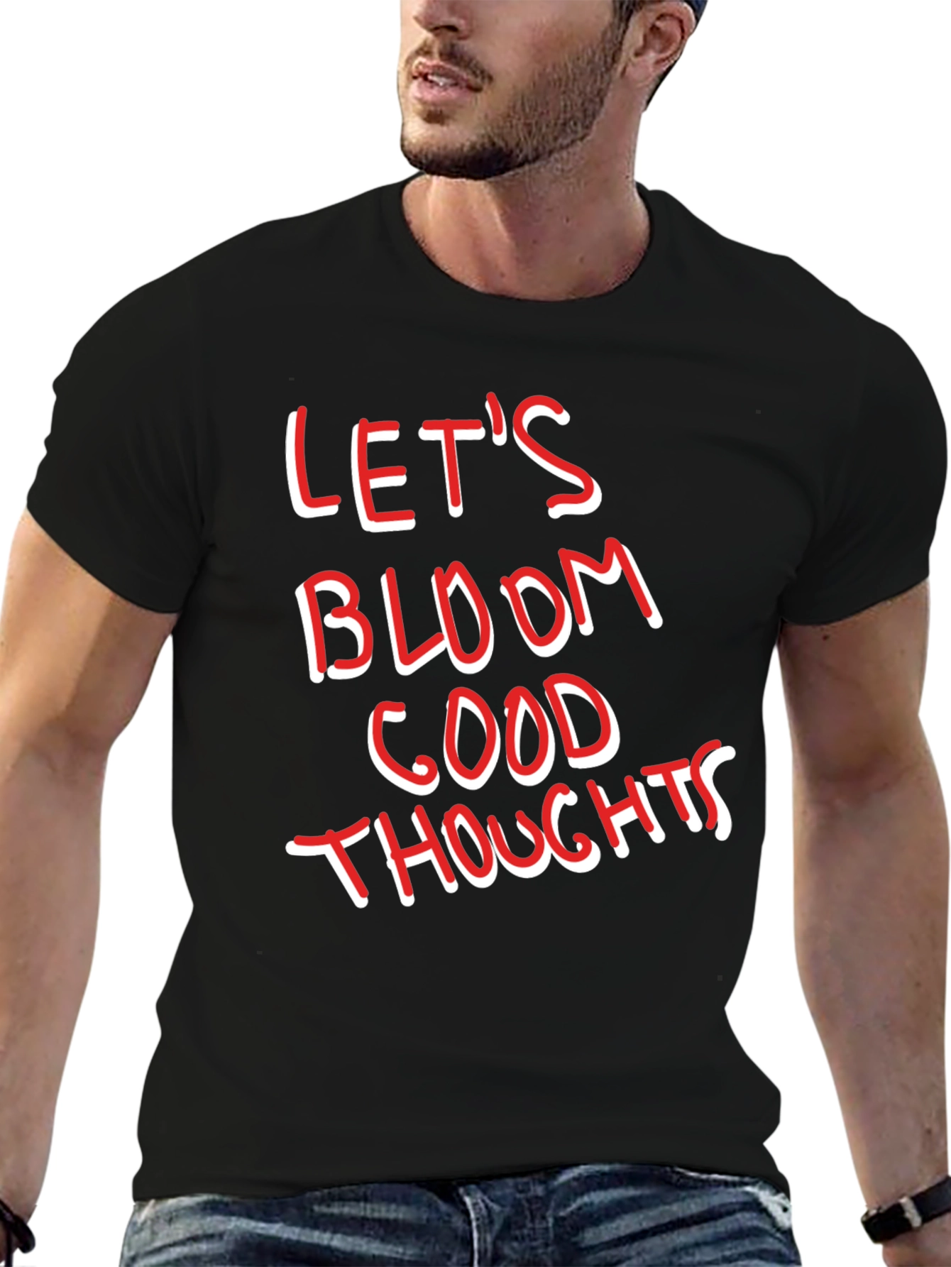 Lets Bloom Good Thoughts Graphic Tee - Black