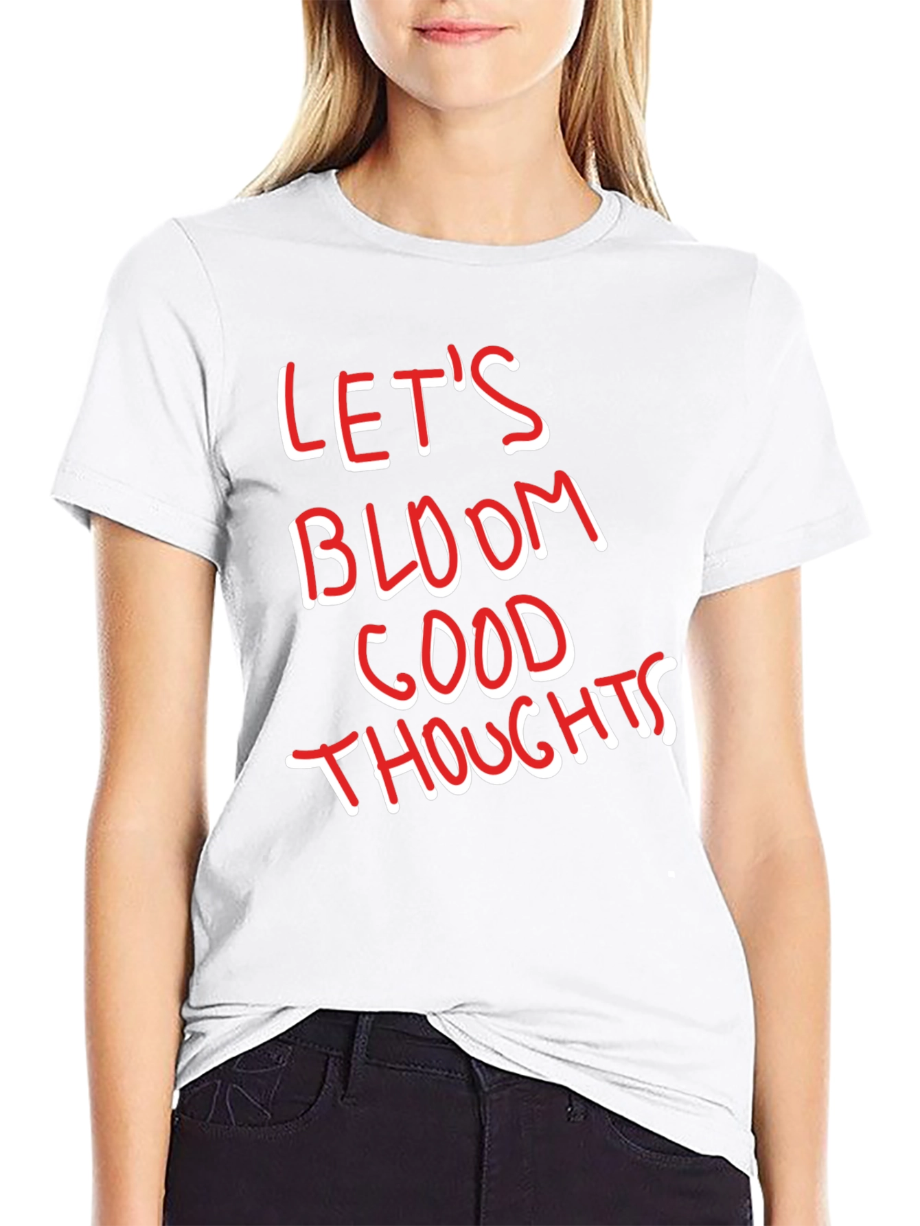 Lets Bloom Good Thoughts Graphic Tee - Black