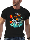 Astronaut Surfing T-Shirt - Space Wave Rider Graphic Tee