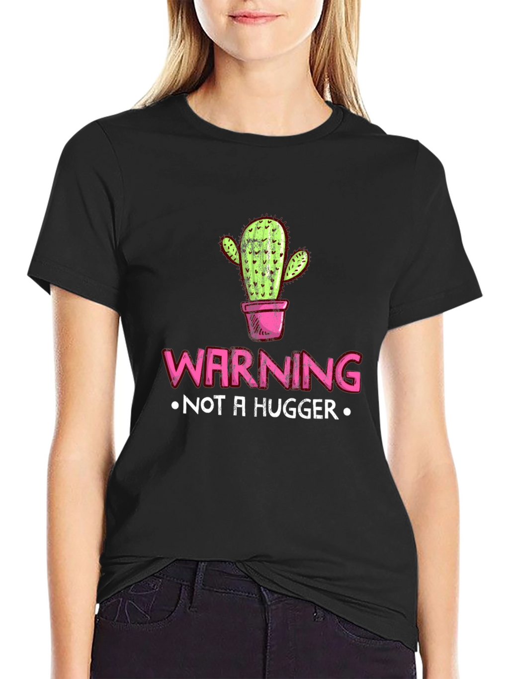 Warning Not A Hugger Cactus Graphic Tee