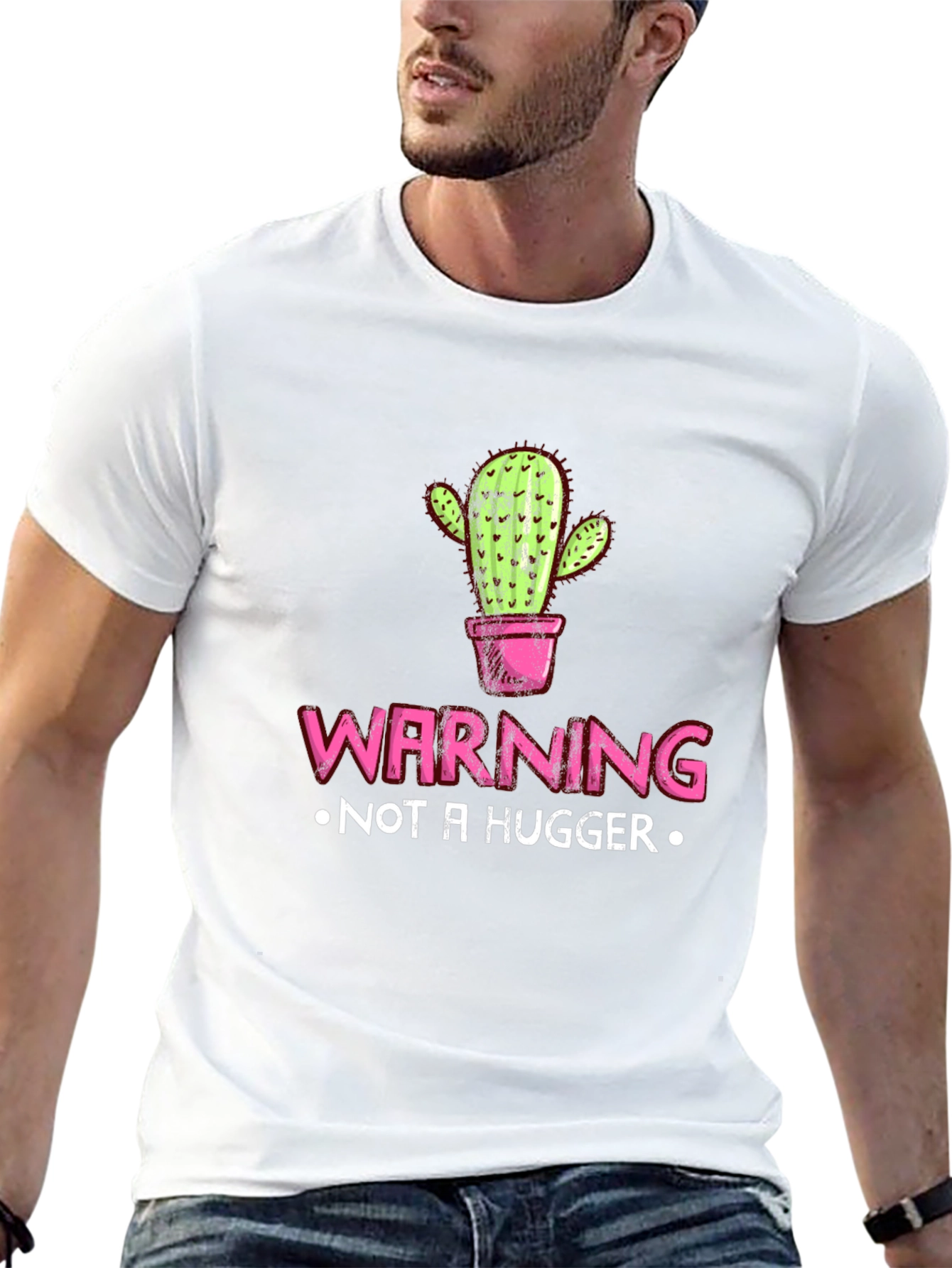 Warning Not A Hugger Cactus Graphic Tee