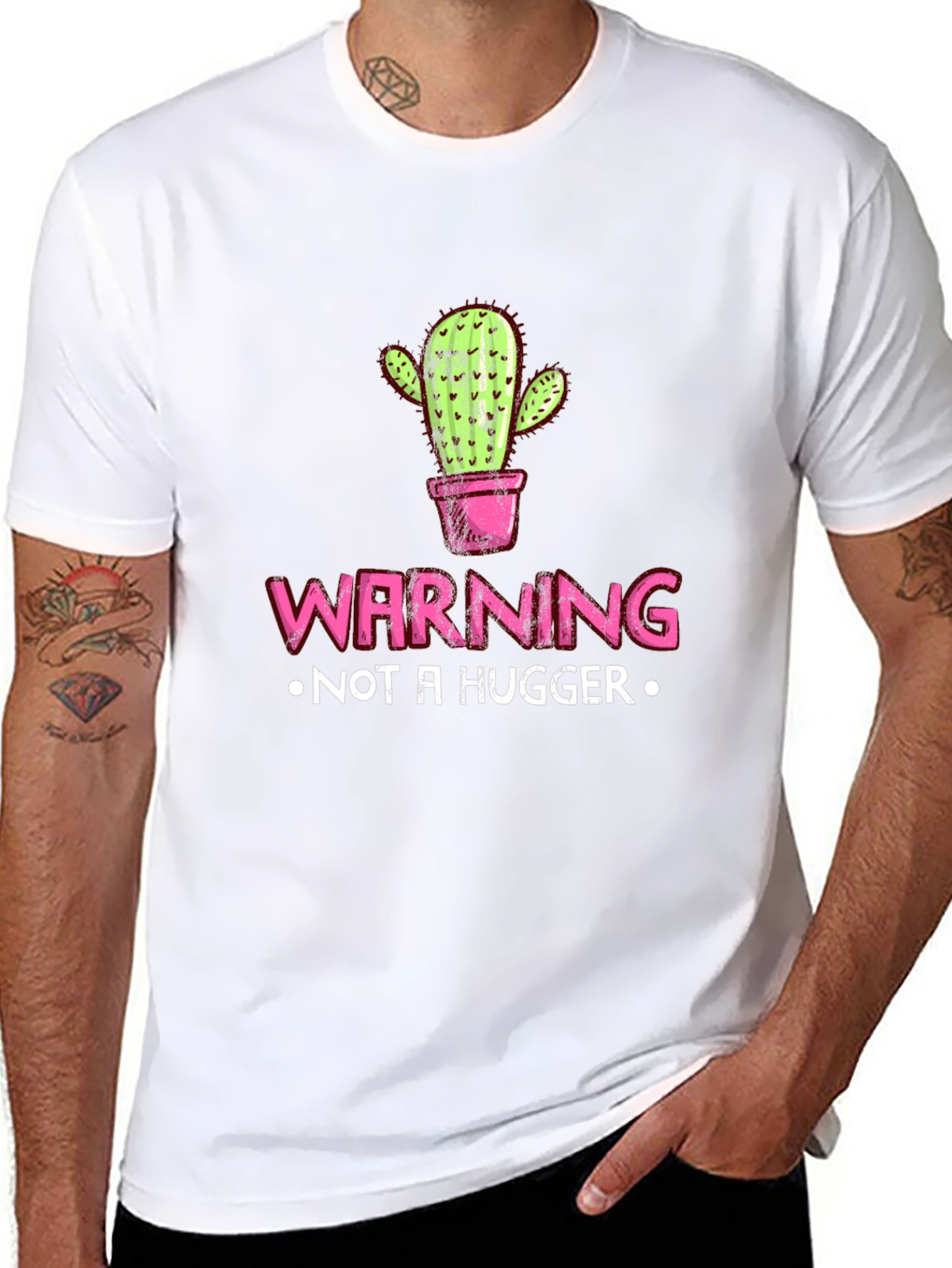 Warning Not A Hugger Cactus Graphic Tee