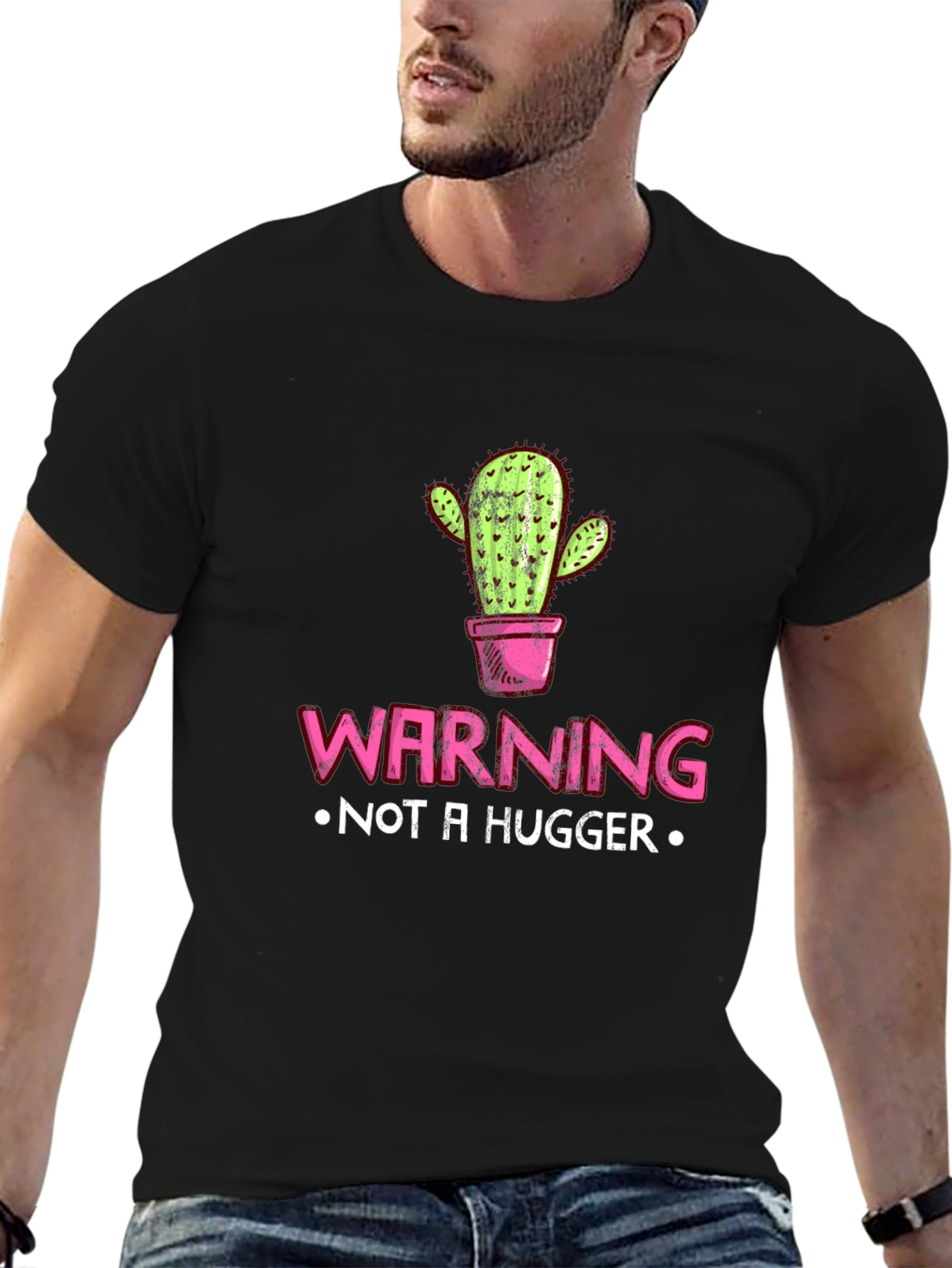 Warning Not A Hugger Cactus Graphic Tee