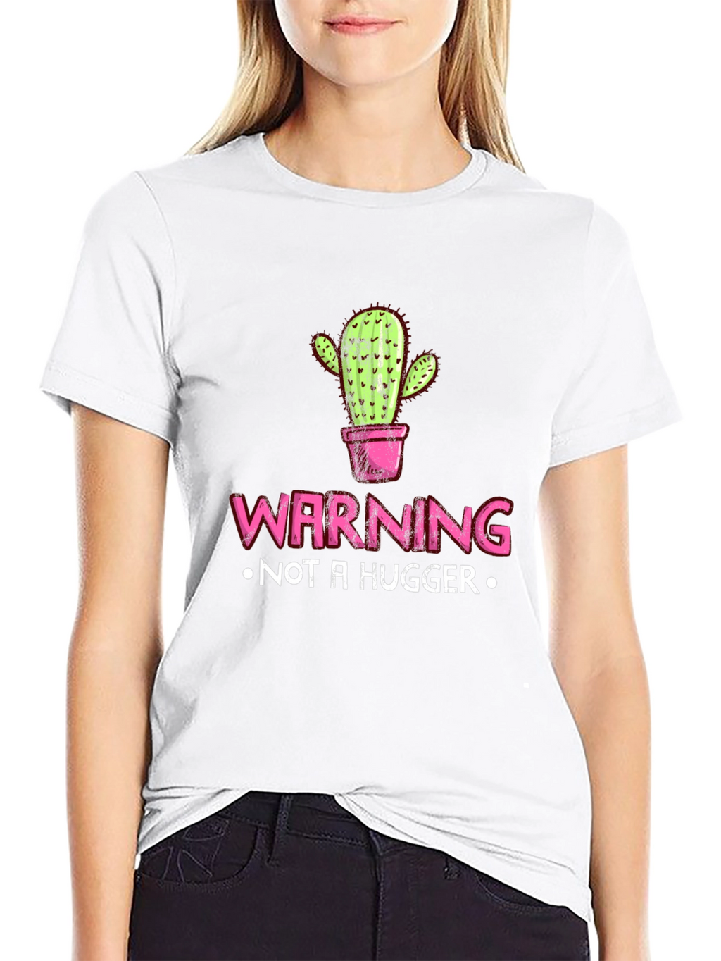 Warning Not A Hugger Cactus Graphic Tee