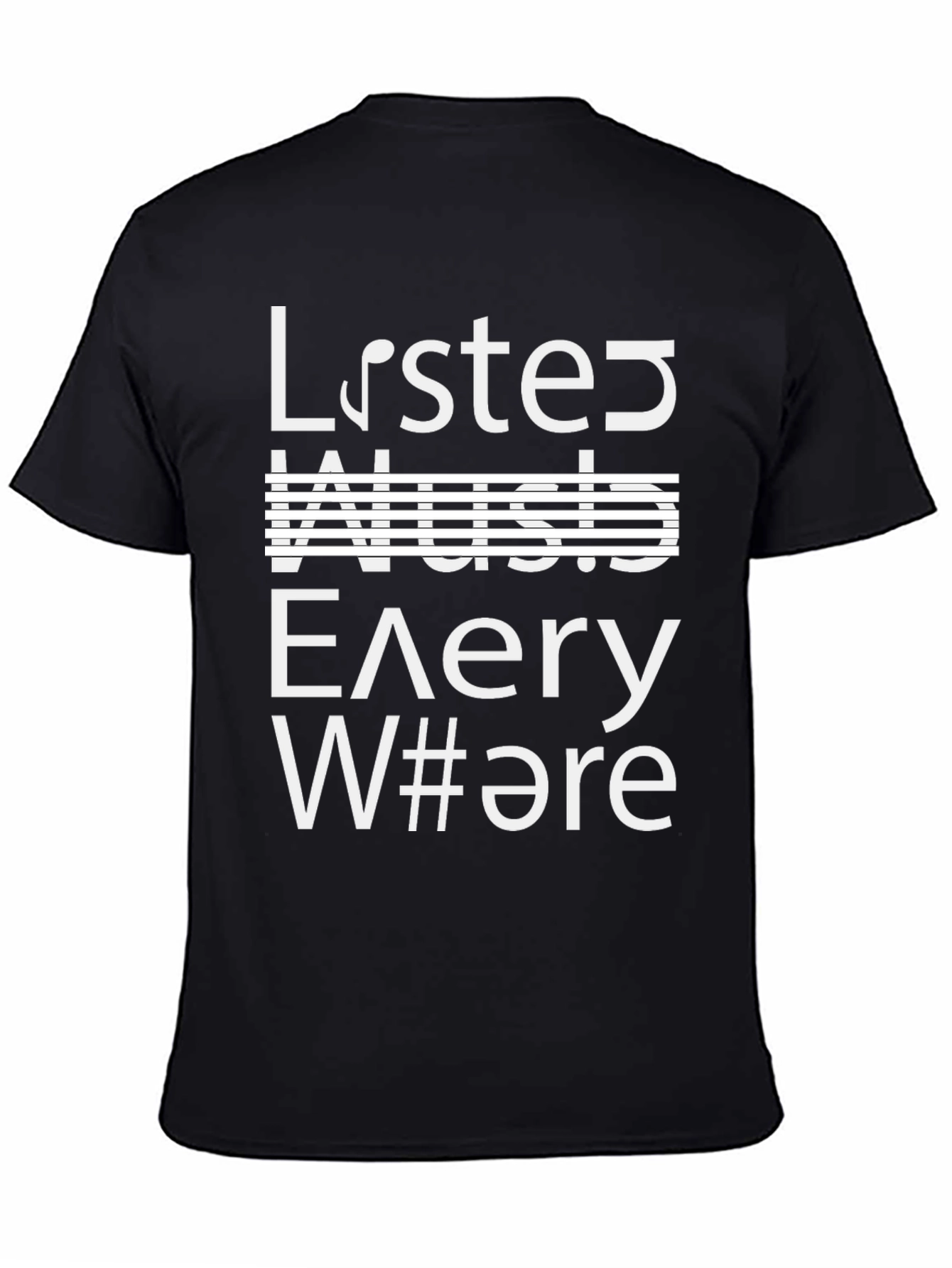 Listen Music Everywhere Black Graphic Tee